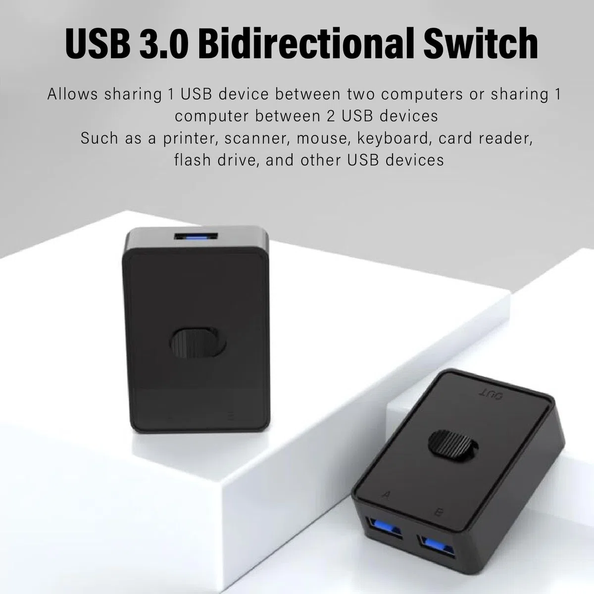Przełącznik Dwukierunkowy USB 3.0, Dwukierunkowy Przełącznik Przełącznika USB 2 na 1 lub 1 na 2 Wyjścia, Kompatybilny z Systemami Mac i Linux