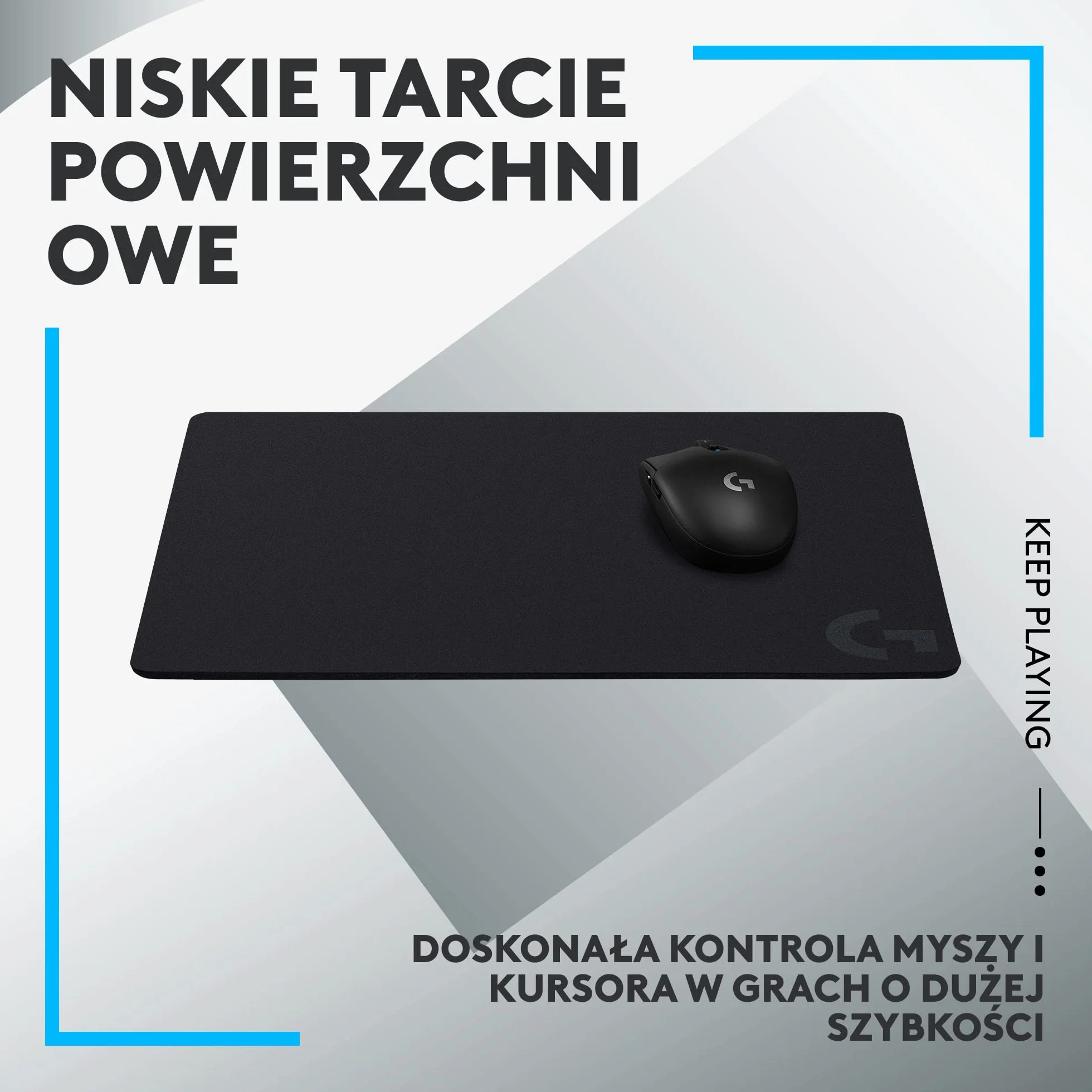 Logitech G G440 Twarda Podkładka pod Mysz dla Graczy, Stworzona pod Czujniki, Niskie Tarcie, Antypoślizgowa Podkładka pod Mysz, akcesoria do PC i do Mac, 340 x 280 x 5 mm