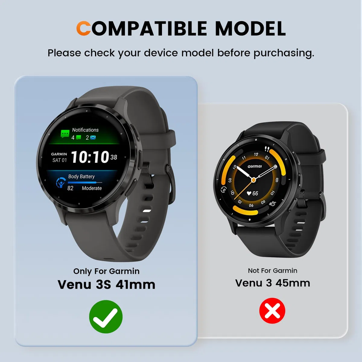 [3Pack] Kamita Etui z ochroną ekranu kompatybilne z Garmin Venu 3S 41mm, odporne na wstrząsy etui PC Bumper z folią ze szkła hartowanego, pełne pokrycie ochronne do Garmin Venu 3S 41 (Przezroczyste+