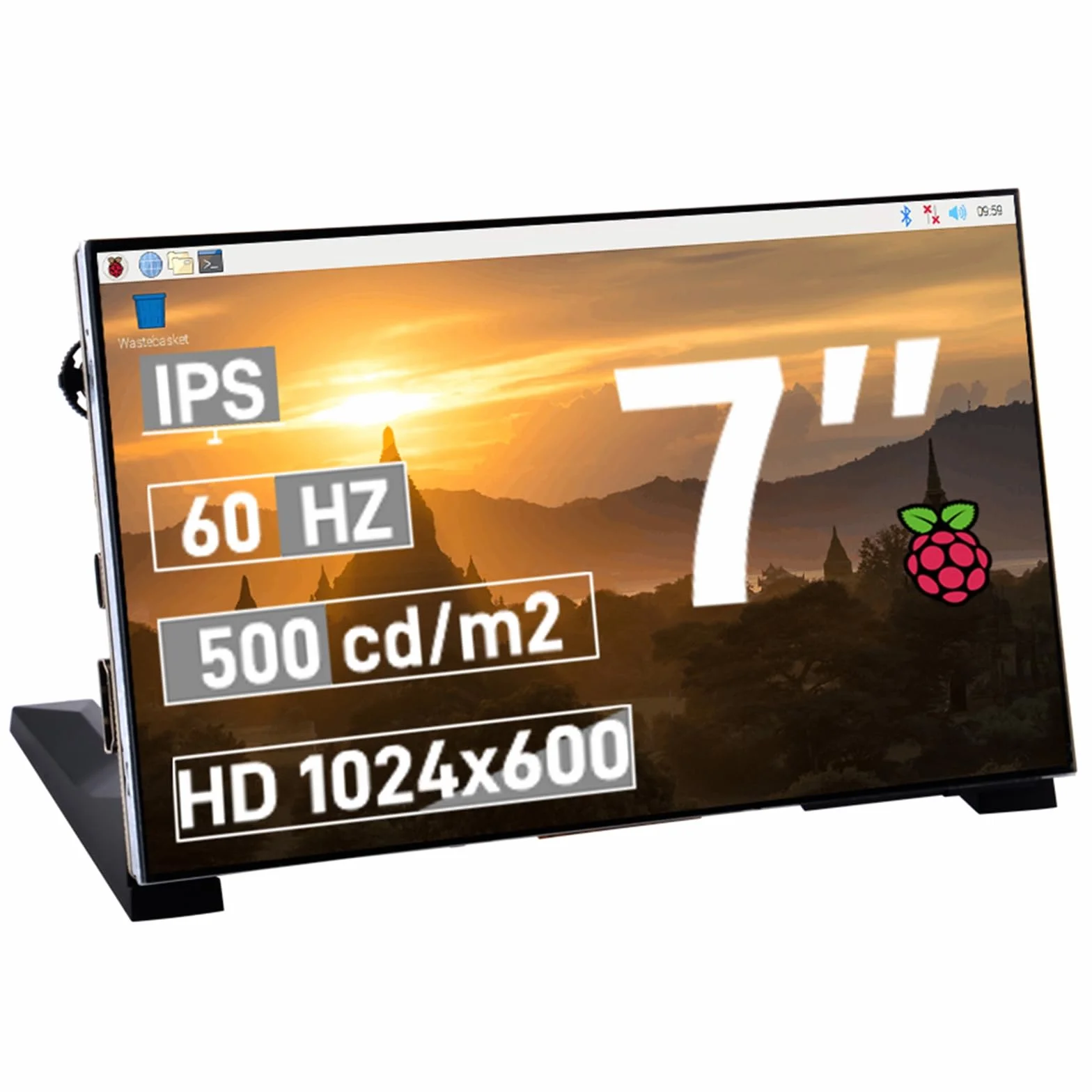 GeeekPi 7-calowy ekran LCD 1024x600 IPS HDMI do Raspberry Pi 5/Pi 4B/3B+/3B/B+/Zero/400