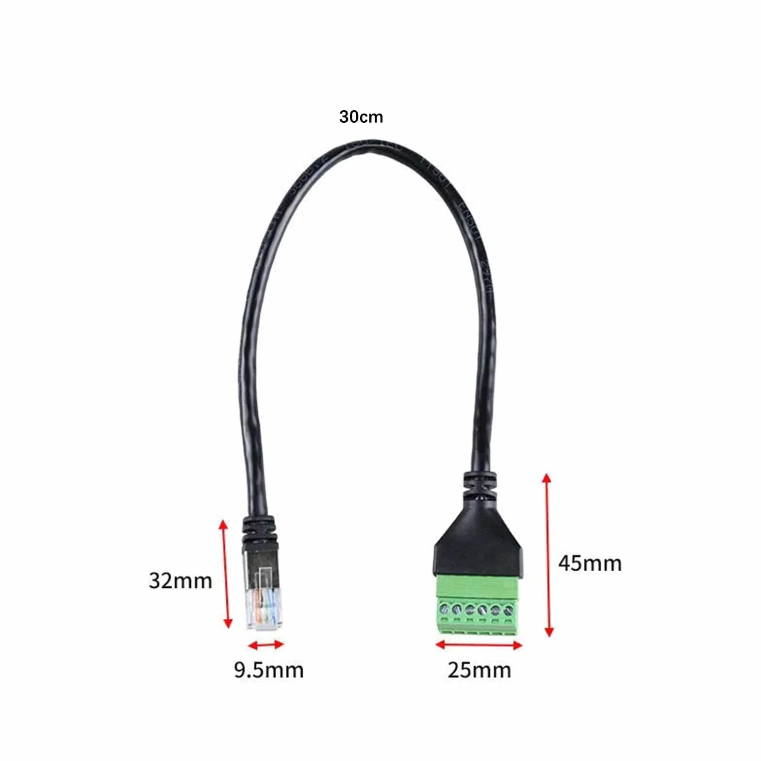 2 sztuki wtyków RJ12 na 6 pinów, blok zacisków śrubowych, adapter do telefonu Cat3, kabel przedłużający RJ12 6P6C na 6-biegunowy kabel telefoniczny, do komputera stacjonarnego, cyfrowych DVR