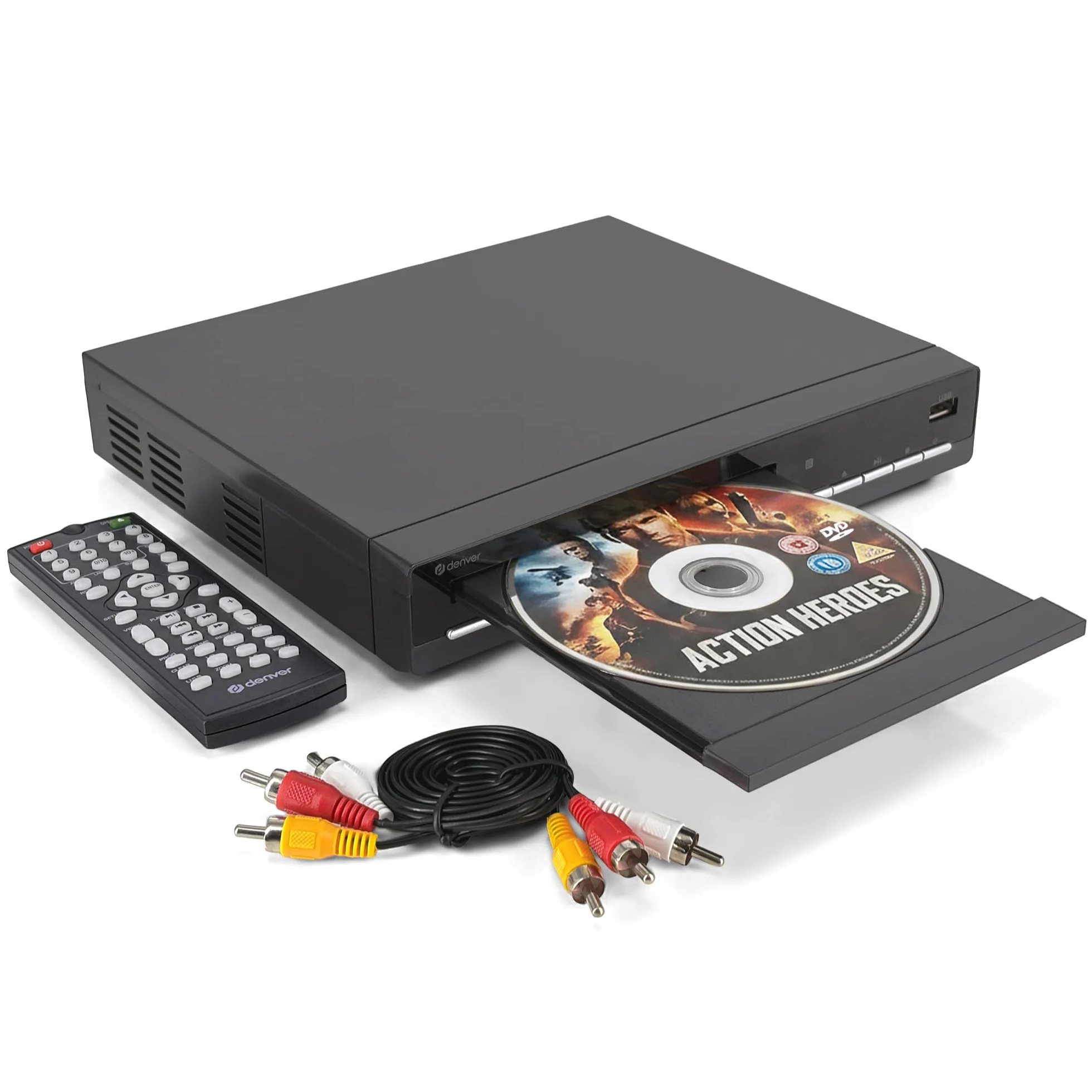 Denver DVH7787 Odtwarzacz DVD Do Telewizora, HDMI, Mini, Wszystkie Regiony, 1080p Upscaling, Dolby Digital, USB, Coax, Scart, Czarny