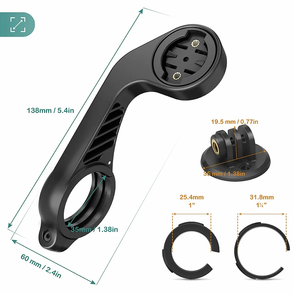 TUSITA Przedni Uchwyt Kompatybilny z Garmin Bike GPS Computer,XOSS G/G+,iGPSPORT GPS - Rowerowe Kierownica 25,4 mm 31,8 mm Uchwyt na światło Uchwyt Kamery - Rower Combo Rozszerzone Mocowanie Szosowe