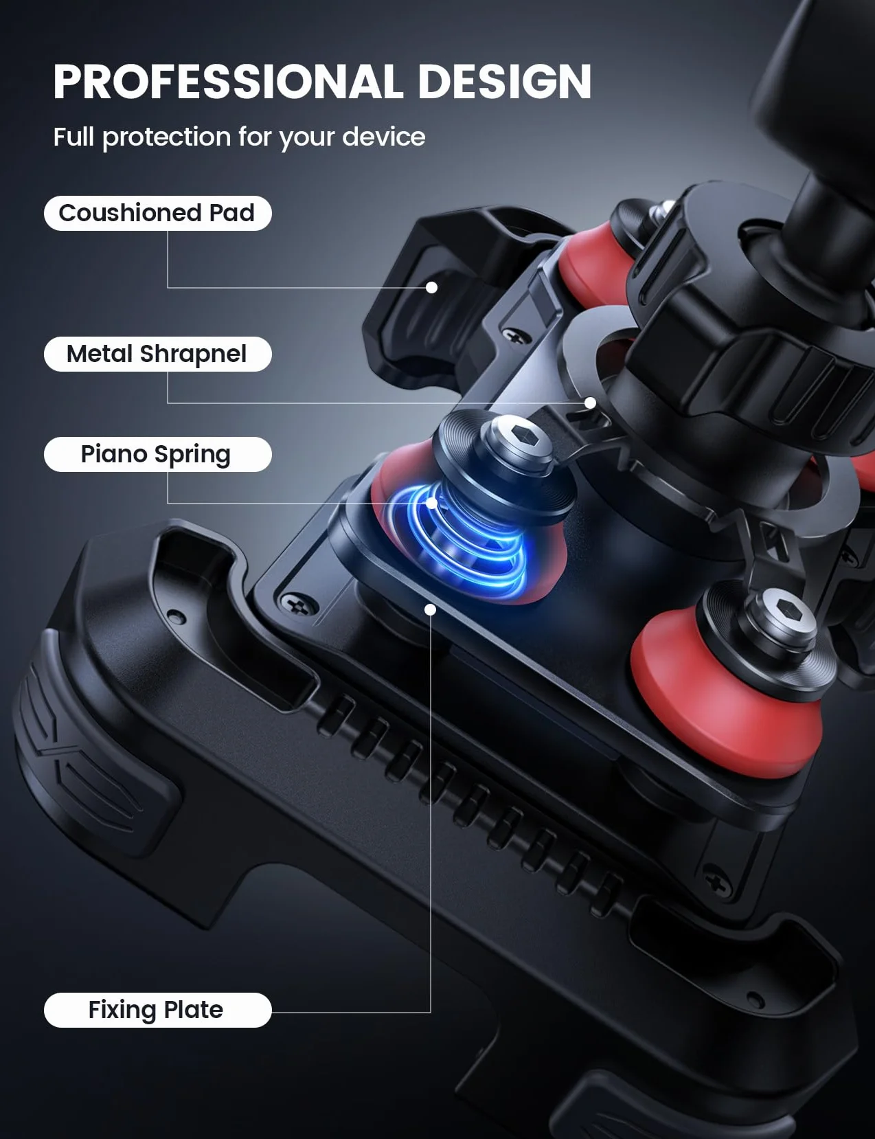 Lamicall Uchwyt na telefon do motocykla z podwójną antywstrząsową dla iPhone 16 15 14 13 12 Pro Max Plus Mini Samsung 4,7-6,7" Czerwony