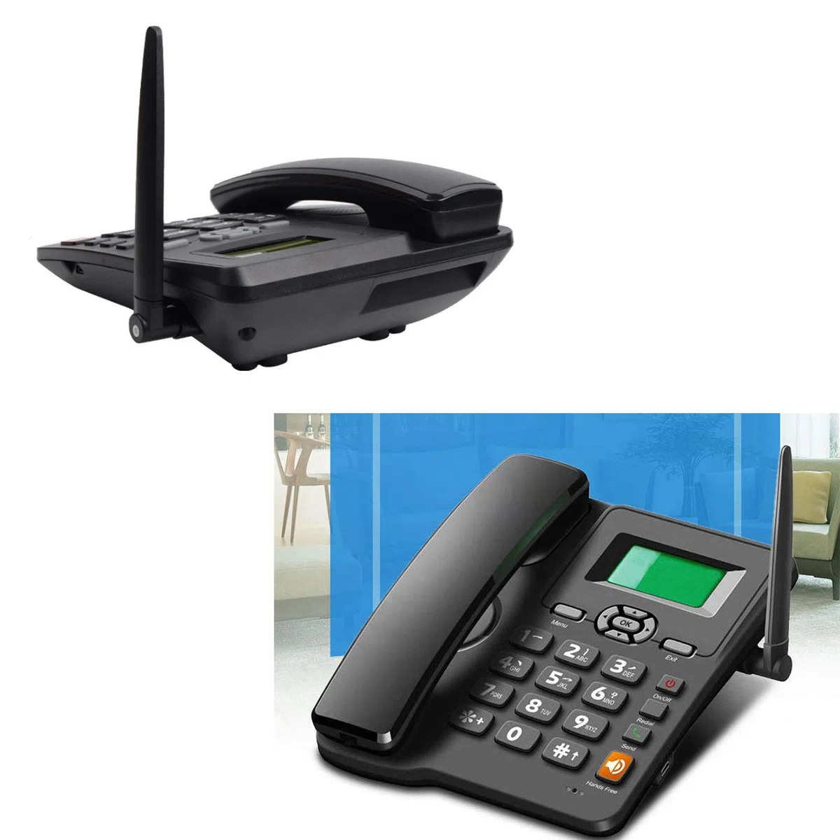 Telefon przewodowy na biurko GSM telefon biurkowy - telefon w stylu pulpitu z gniazdem na kartę SIM - bezprzewodowy telefon stacjonarny, funkcja ponownego wybierania bez użycia rąk, identyfikator