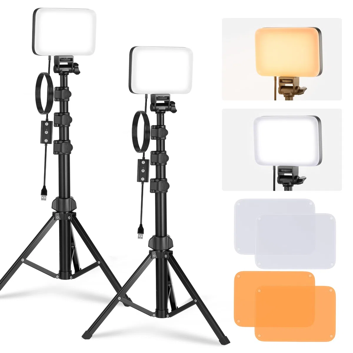 NEEWER BASICS Lampa wideo LED, zestaw 2 kluczy do paneli studyjnych ze statywem i filtrami, dwukolorowe ściemnianie, przenośne 3200~5600 K CRI95 750 luksów do nagrywania fotografii strumieniowego
