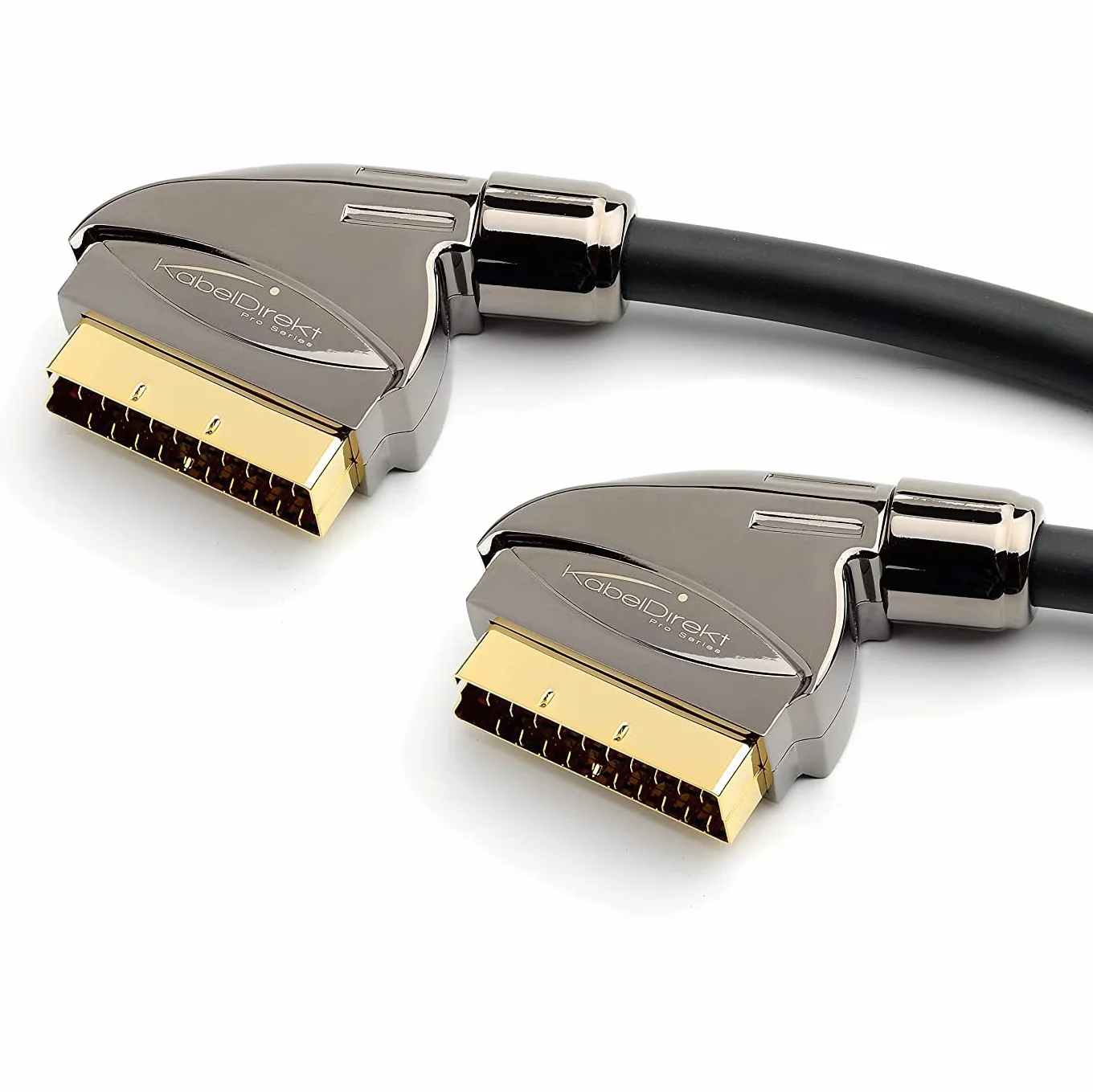 KabelDirekt – Przewód SCART 1,5m (21-pinowe złącze precyzyjne, kilkakrotne ekranowanie, Full HD) – PRO Series
