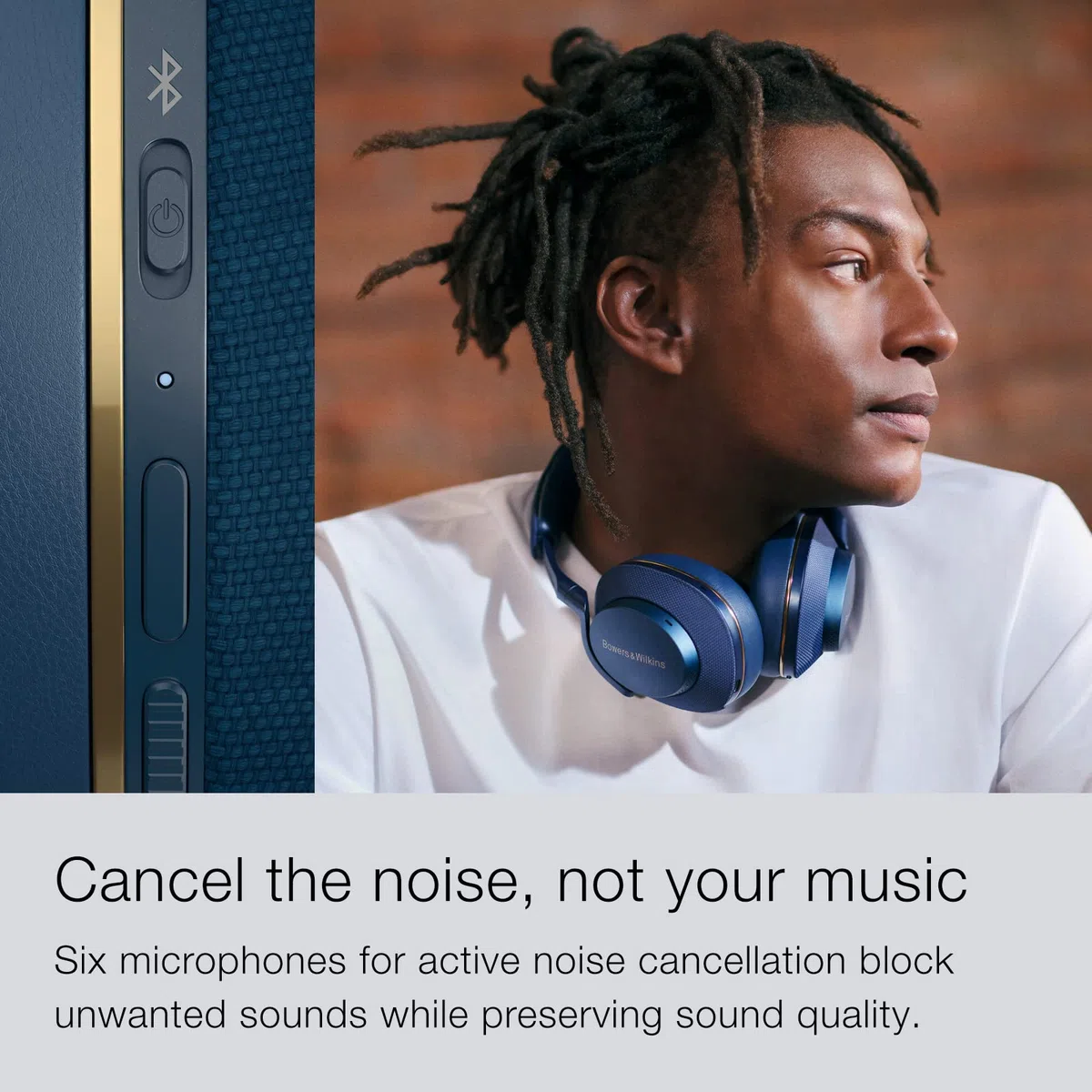 Bowers & Wilkins PX7 S2 bezprzewodowe słuchawki nauszne z redukcją szumów z Bluetooth 5.0 i szybkim ładowaniem, 30 godzin odtwarzania i wbudowanym mikrofonem - niebieskie