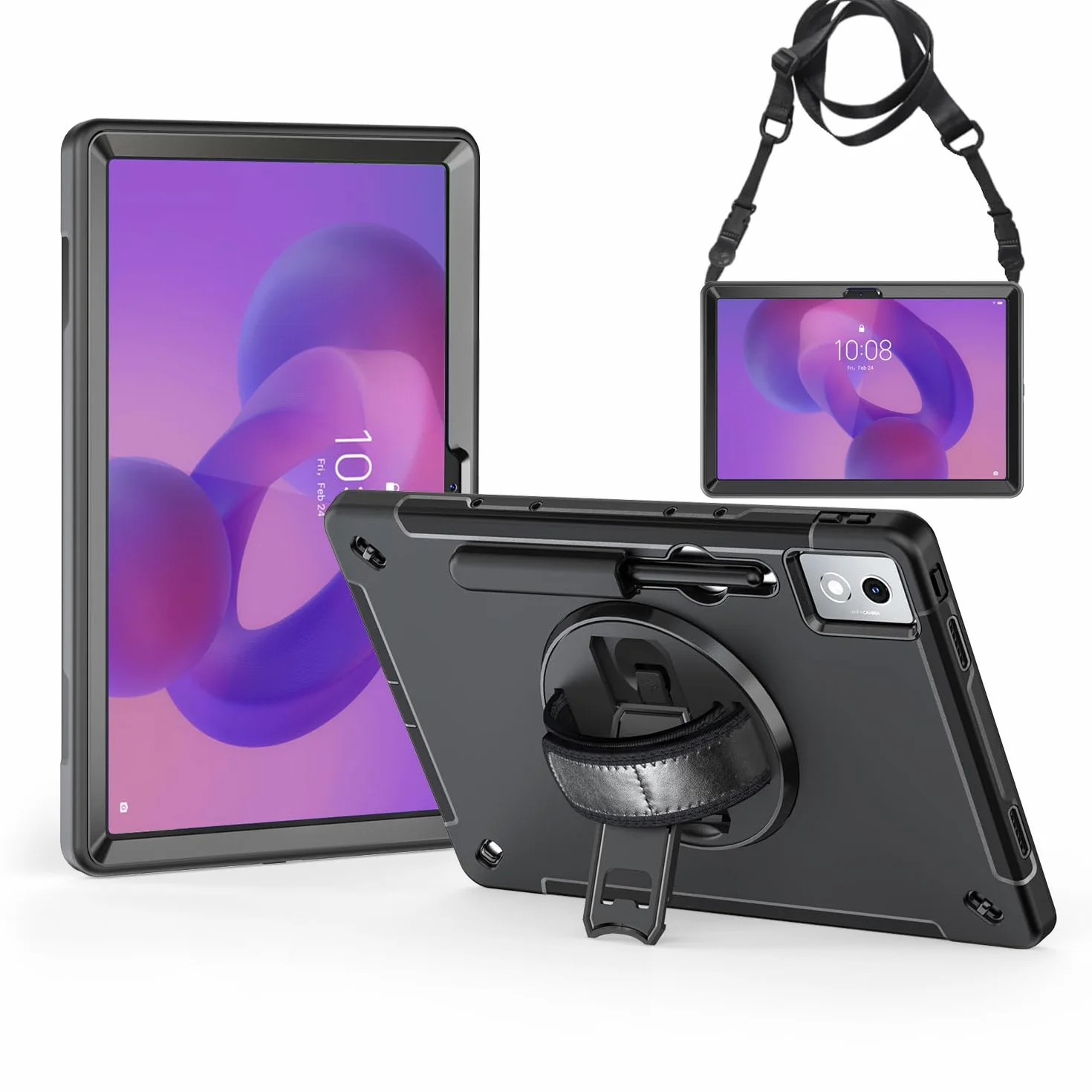 Junfire Wytrzymałe etui do Lenovo Idea Tab Pro 12,7 cala 2025, odporne na uderzenia, obrotowy stojak