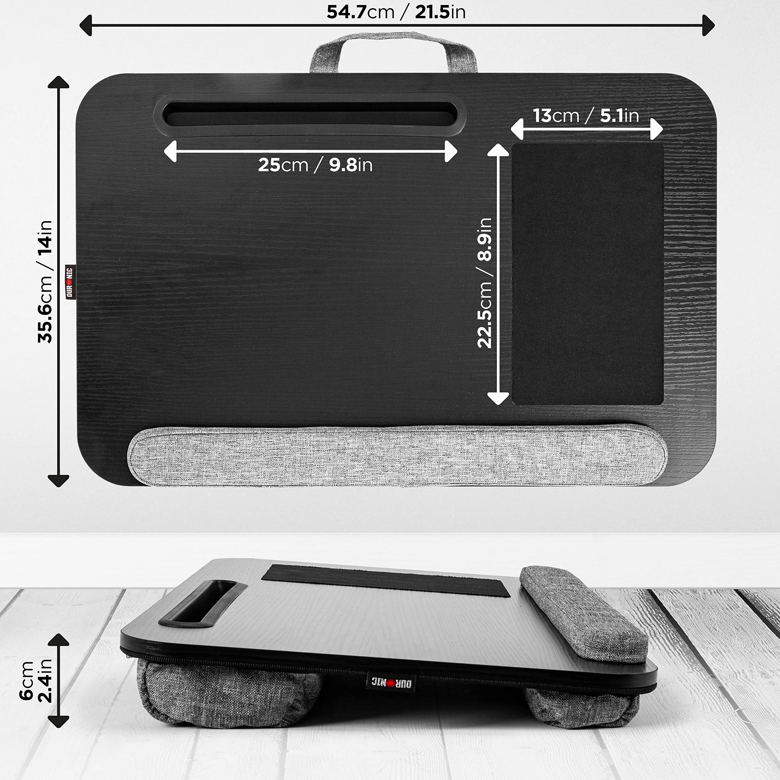 Duronic DML433 Podkładka pod laptopa z poduszką na kolana, podkładka pod myszkę, podstawka pod nadgarstek, mobilny stolik pod laptopa