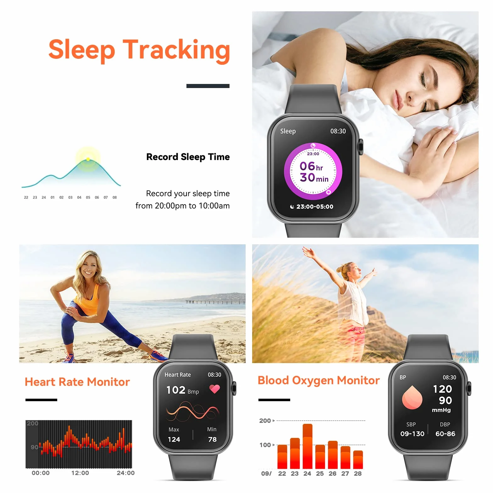 Smartwatch dla mężczyzn i kobiet z Bluetooth, głośnomówiący, krokomierz, pulsometr, fitness dla Android iOS
