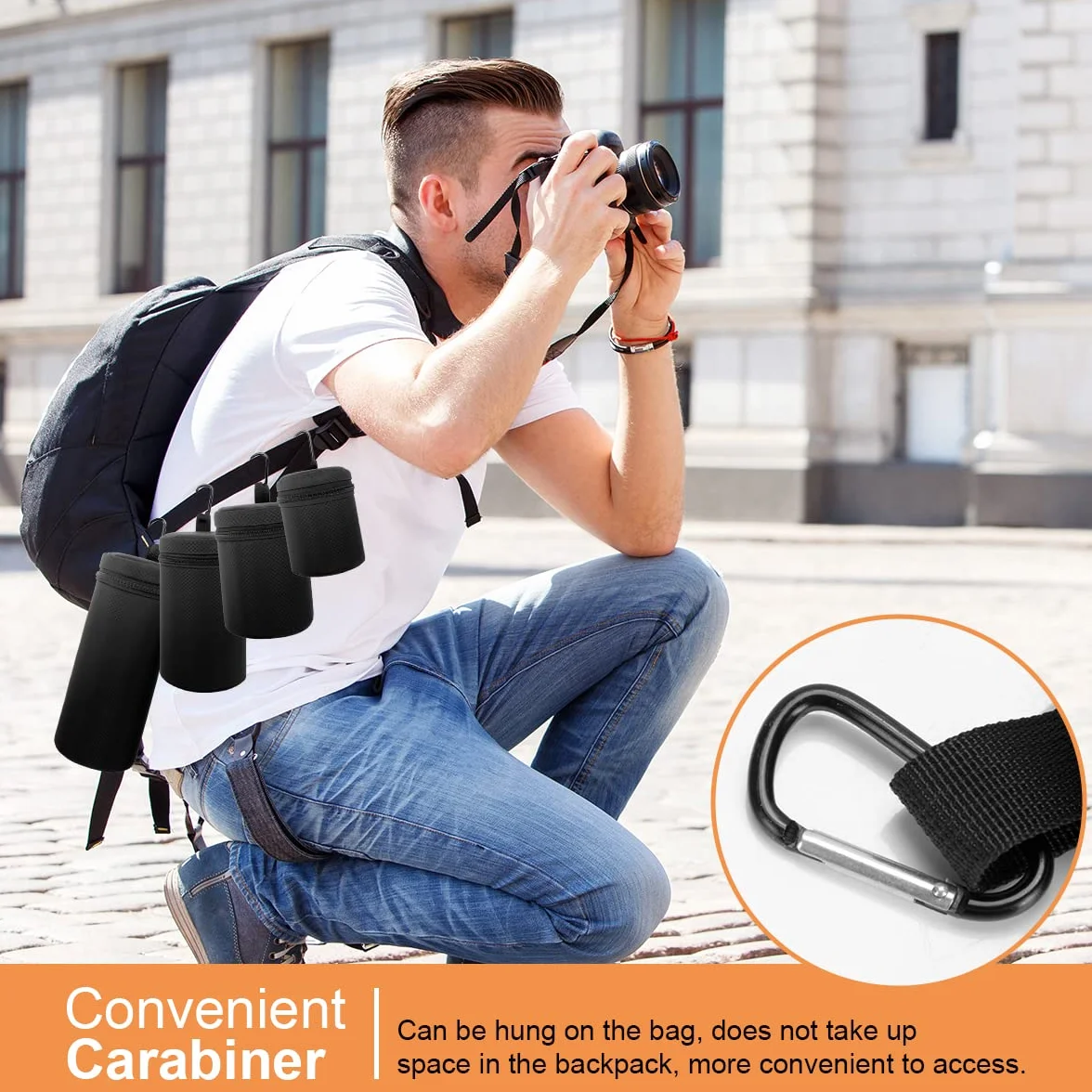 ARVOK Etui na obiektyw aparatu, wodoodporne etui ochronne na obiektyw aparatu DSLR, 4 rozmiary grubej torby na obiektyw aparatu Tamron, Sigma, Pentax, Sony, Fuji, Panasonic (4 sztuki)