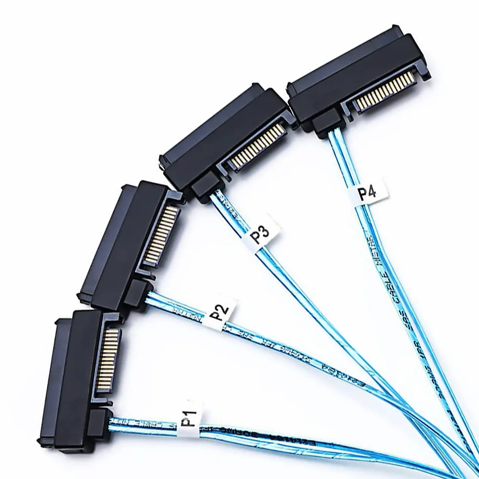 WLGQ Mini SAS do 4X SAS 29PIN kabel SFF-8643 do SFF-8482 29-pinowy ze złączem zasilania SATA 15PIN, jeden do czterech, do kontrolera Raid do HDD 1,6FT