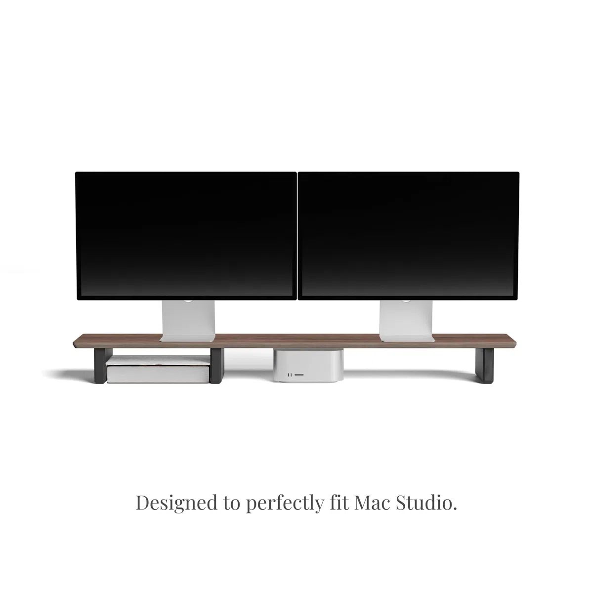 Regał biurkowy, system kokpitu, podwójny monitor, stojak na biurko, drewno orzechowe, drewniany duży organizer, orzech, pełna długość v2, 116 cm