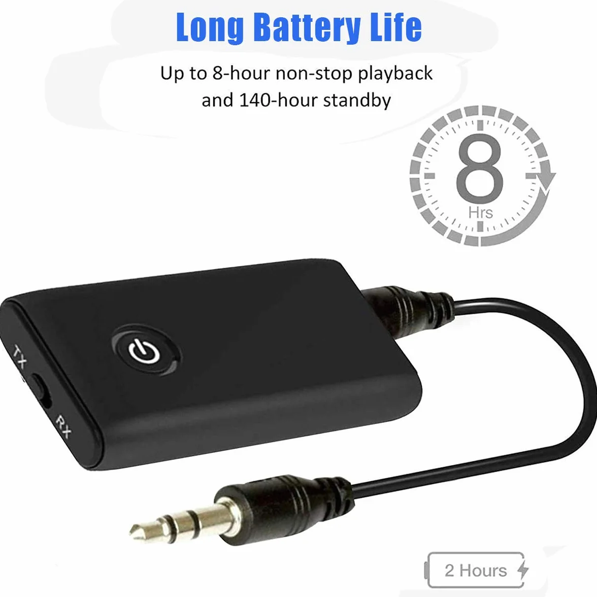Nadajnik Bluetooth 5.0, bezprzewodowy nadajnik 2 w 1 3,5 mm Jack Audio Adapter Bluetooth, niskie opóźnienia przenośny bezprzewodowy adapter audio stereo ze słuchawkami/głośnikami/samochodami