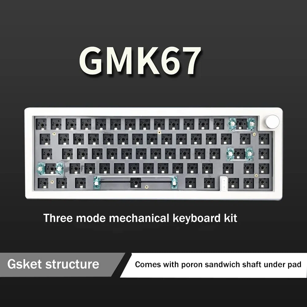 GMK67 Hot Swappable RGB Backlight Zestaw klawiatury mechanicznej Bluetooth 2.4G Bezprzewodowa 3 tryby Dostosowana klawiatura DIY Biała