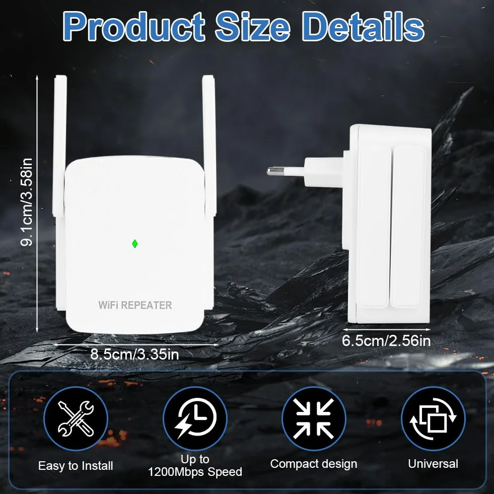 Flintronic 2025 Najnowszy wzmacniacz WiFi WLAN, potężny repeater WiFi, wzmacniacz internetowy z portem Ethernet, szybka konfiguracja, wtyczka UE
