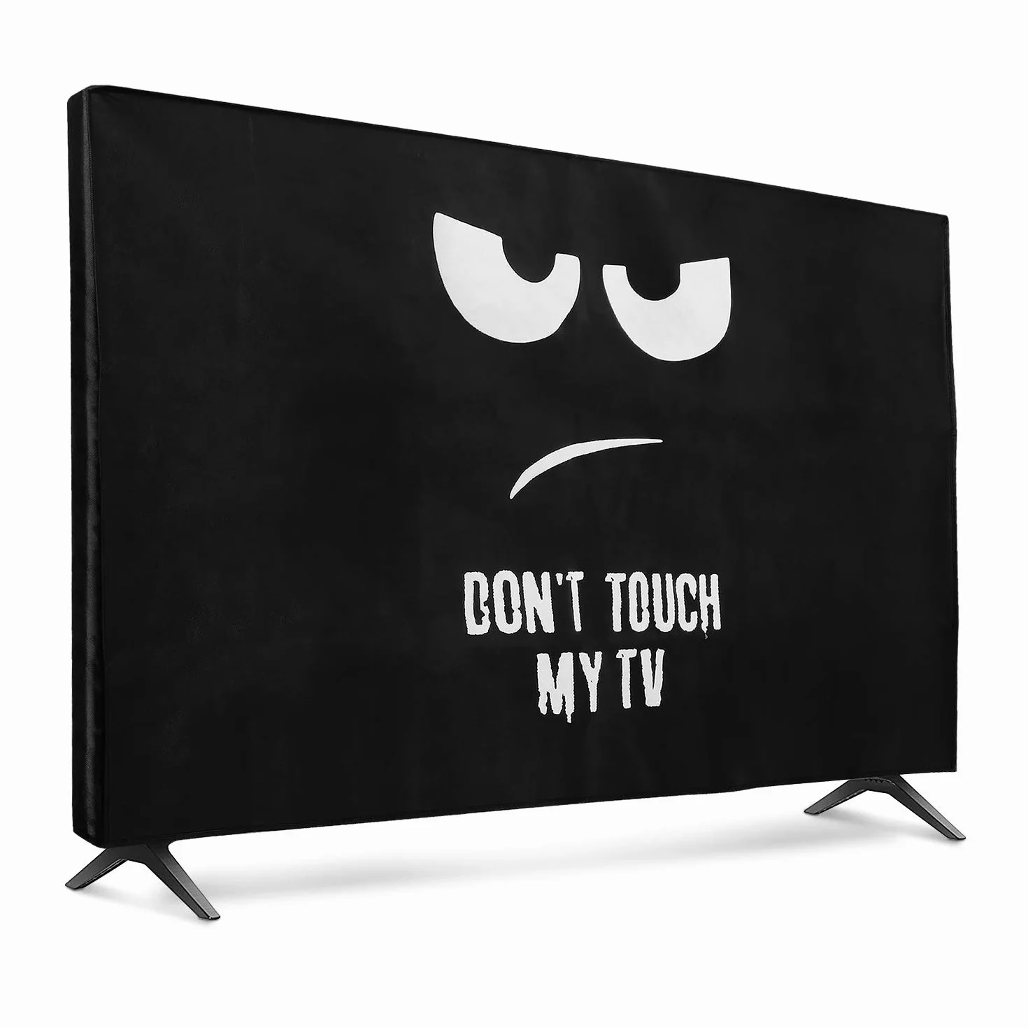 kwmobile Wewnętrzny pokrowiec na telewizor 109.2 cm, osłona przeciwpyłowa, tkanina syntetyczna, biały/czarny