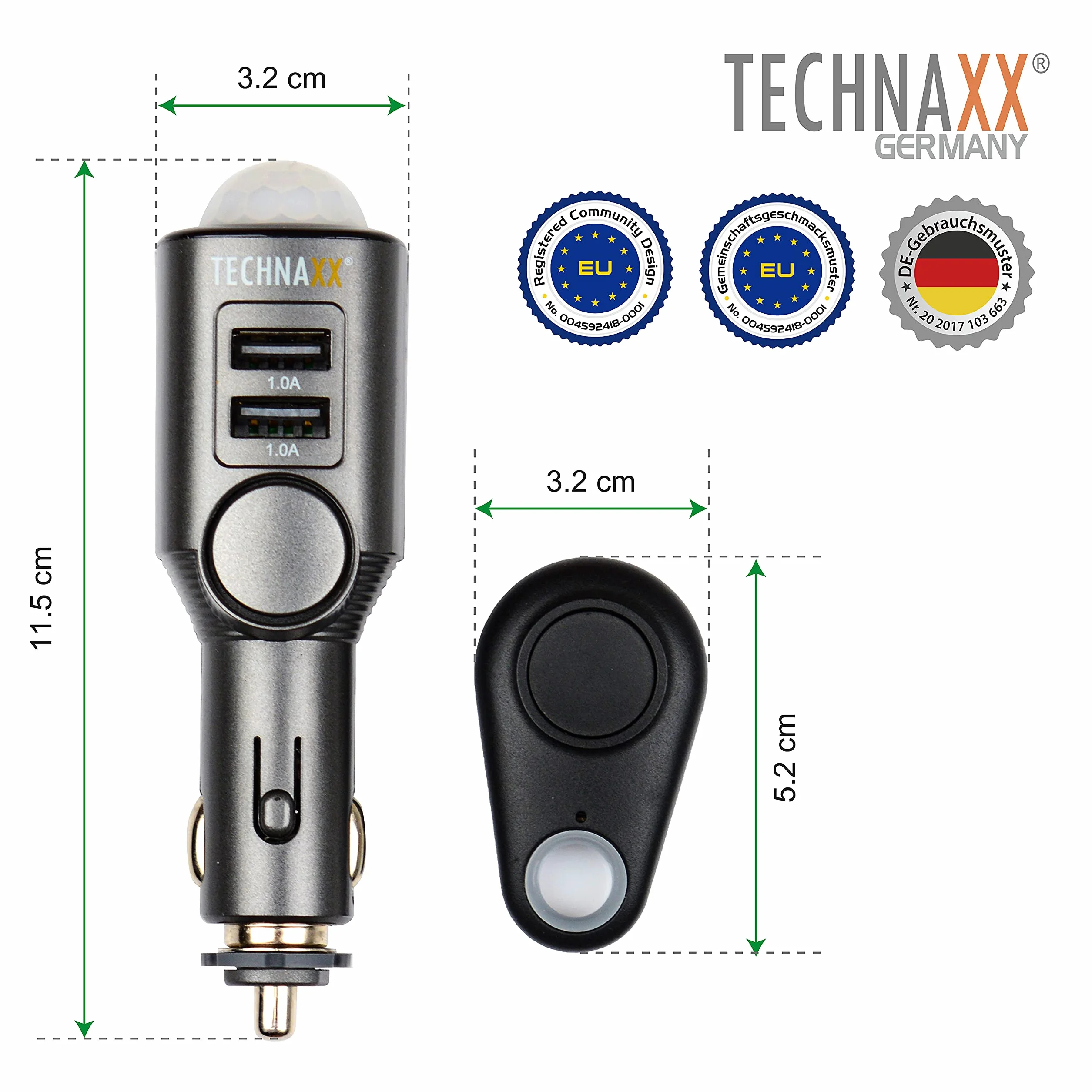 Technaxx System Alarmowy, Czarny, ‎3 x 3 x 11 cm; 40 g, 4,2 V