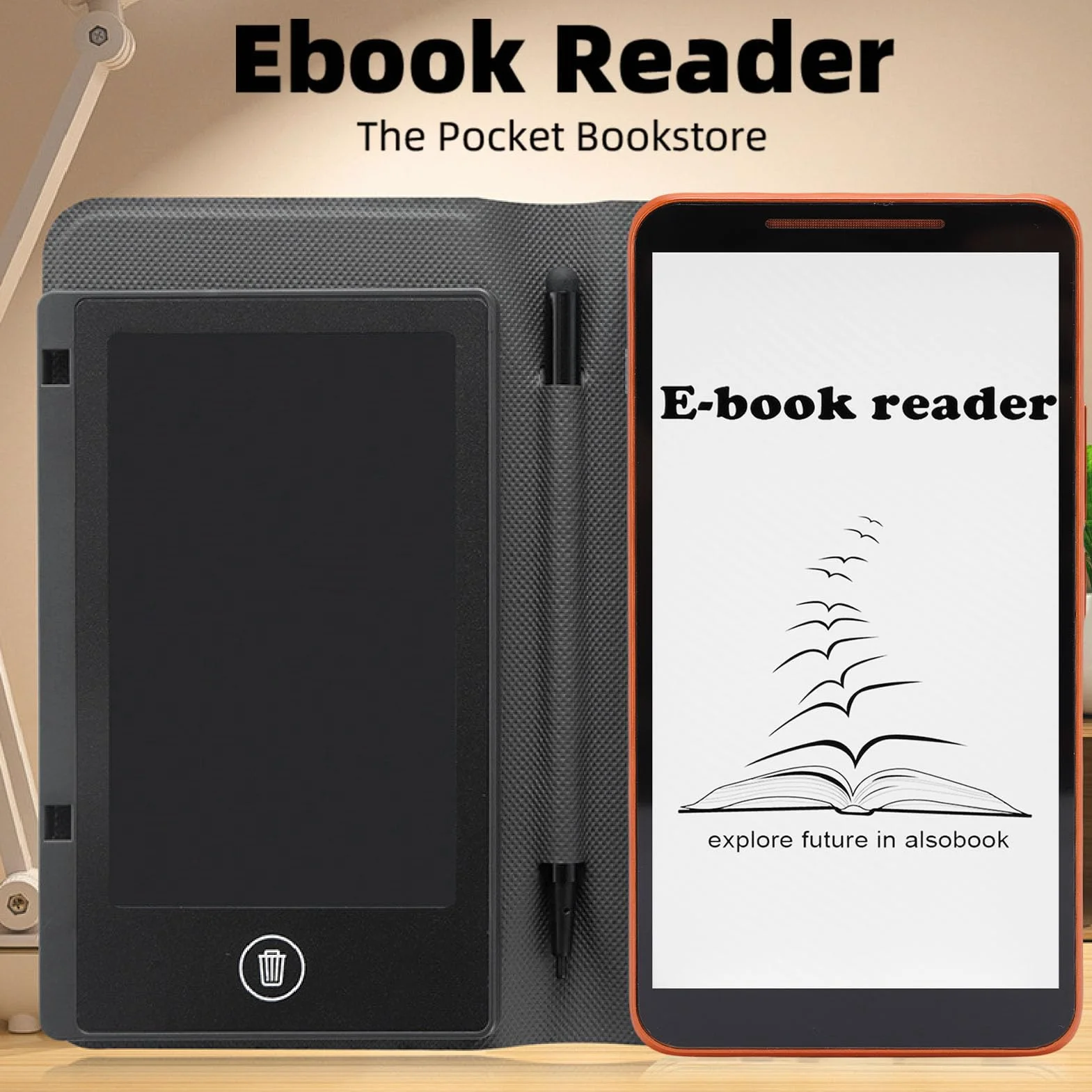 Asixxsix Czytnik E-booków Android 8.1, 5,7 Cala E-Ink Display1gb RAM 8GB ROM Compact Mobile Epaper Reader z Wi-Fi Bluetooth GPS FM, Wbudowany Aparat Głośnikowy, Długopis i Słuchawki