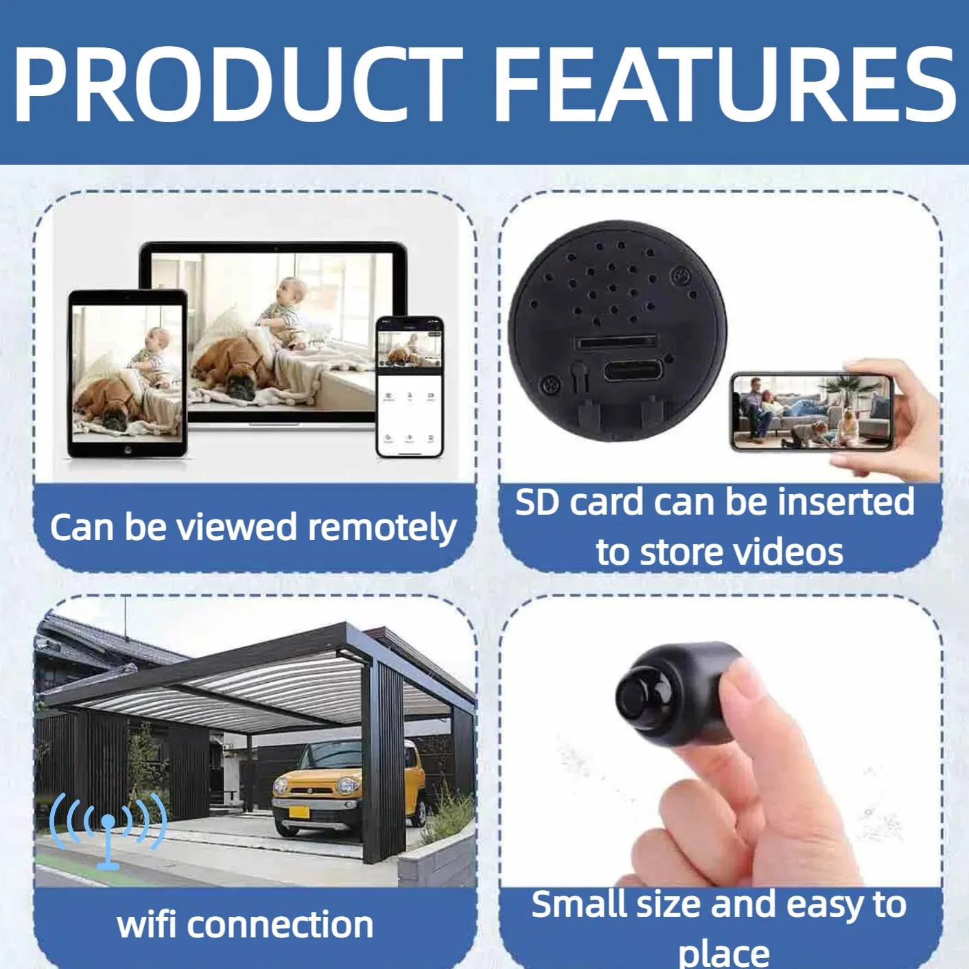 Mini kamera HD z noktowizorem, bezprzewodowa kamera do monitoringu Wi-Fi z noktowizorem i transmisją na żywo na telefon komórkowy – magnetyczna mini kamera do samochodu, domu, biura