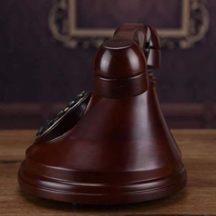 Telefon stacjonarny z litego drewna retro Zabytkowy aparat telefoniczny Europejskie biuro Stały telefon domowy Amerykański