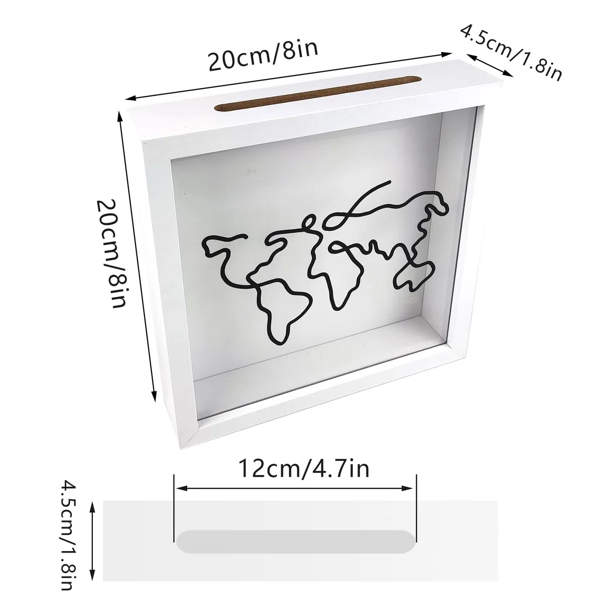 Pudełko z archiwum przygód, duży rozmiar, 20 cm, białe, podróżne pudełko z mapą świata, pudełko na bilety z przegródką, drewniane kreatywne pudełko na pamiątki, drewniane pudełko na bilety