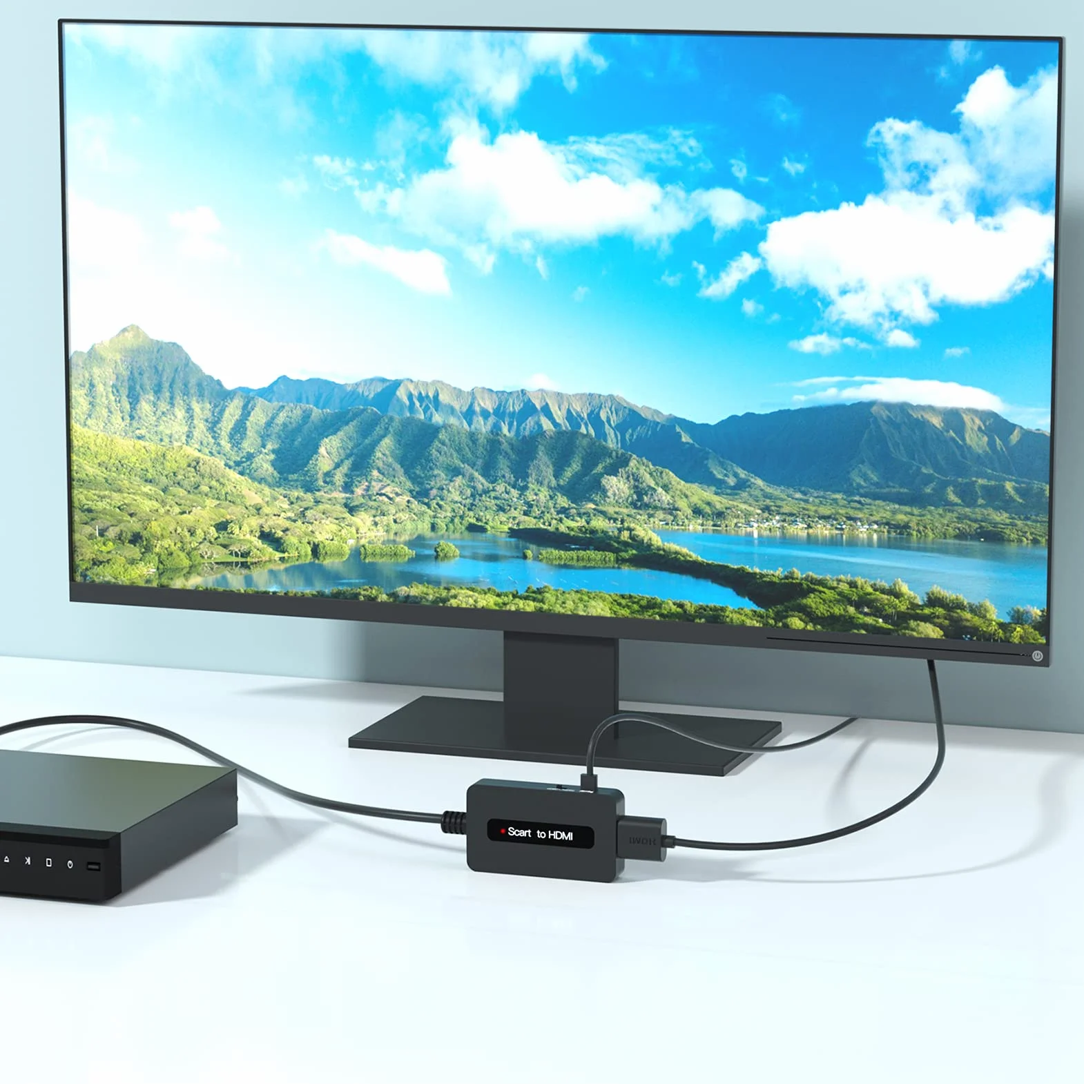 Konwerter kabli scart na HDMI z kabelami HDMI, konwerter Scart In do Sky/DVD/STB