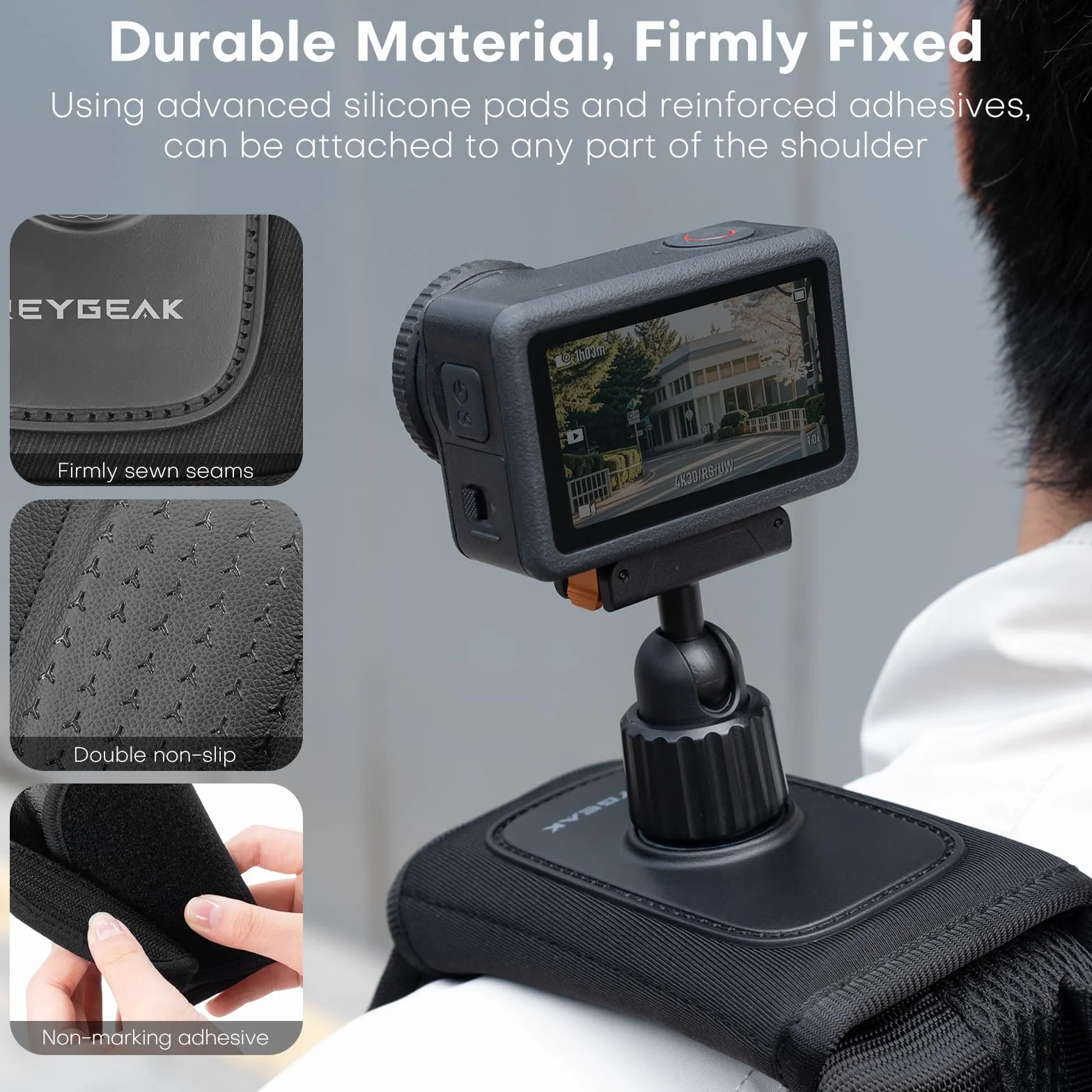 REYGEAK Uchwyt na ramię do plecaka DJI OSMO Action 6/OSMO Nano, z regulowaną wyściółką na ramię, systemem mocowania paska (do Action 6/Nano)