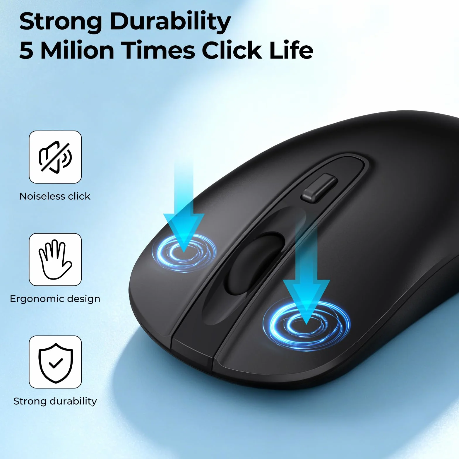 Mysz bezprzewodowa cimetech, cicha mysz bezprzewodowa 2,4 GHz, ergonomiczna, z nanoodbiornikiem USB, 800/1200/1600 DPI, mysz optyczna do laptopa/Windows/Mabook/Linux (Slim-2.4G)