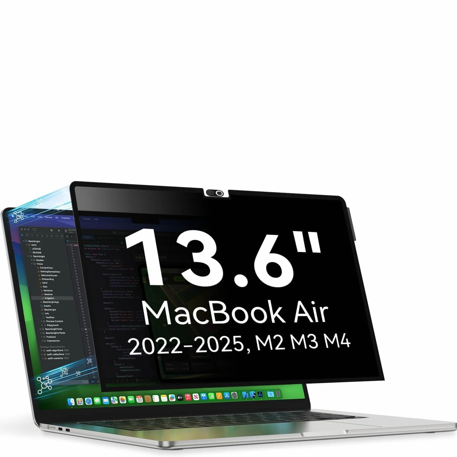 Filtr prywatyzujący do MacBook Air 13,6/13" (2022-2025, M2, M3, M4), MagicSuction, antyodblaskowy, ochrona prywatności