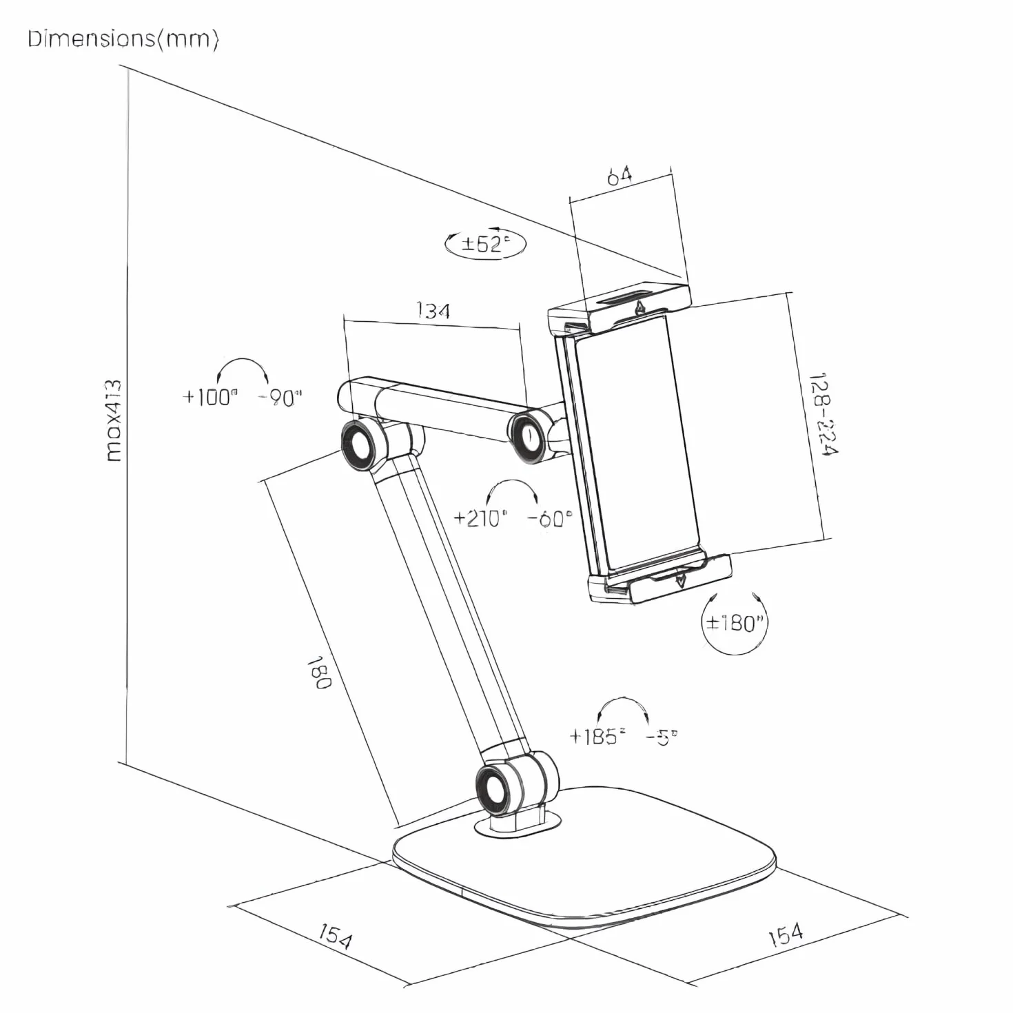 Spacetronik Stojak na tablet, aluminiowy uchwyt biurkowy na tablet, obrotowy, składany, z podkładkami antypoślizgowymi, przepustem kablowym (biały)