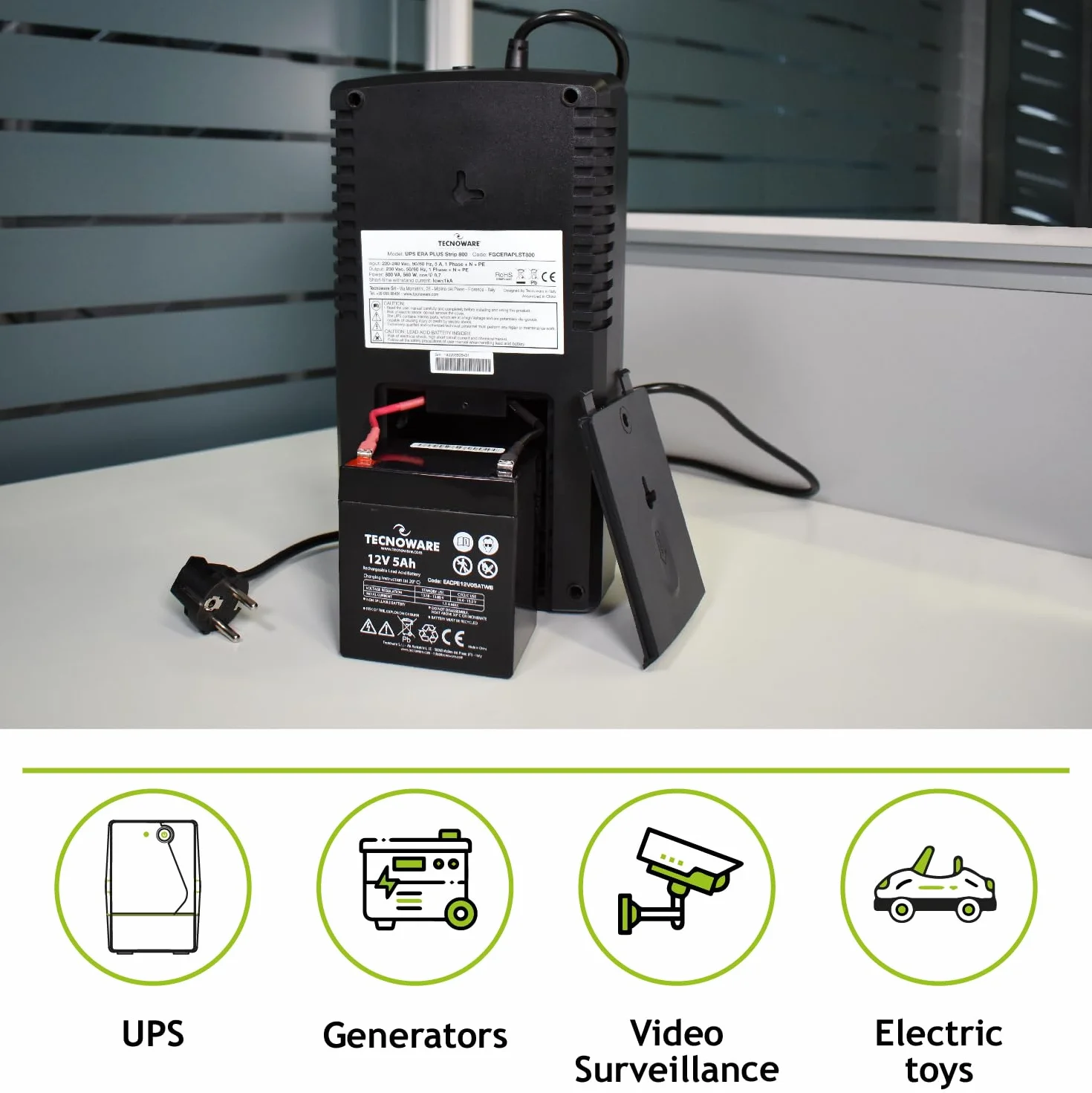 Tecnoware Hermetyczna bateria ołowiowa 12V 5Ah do UPS i systemów alarmowych Faston 6,3 mm