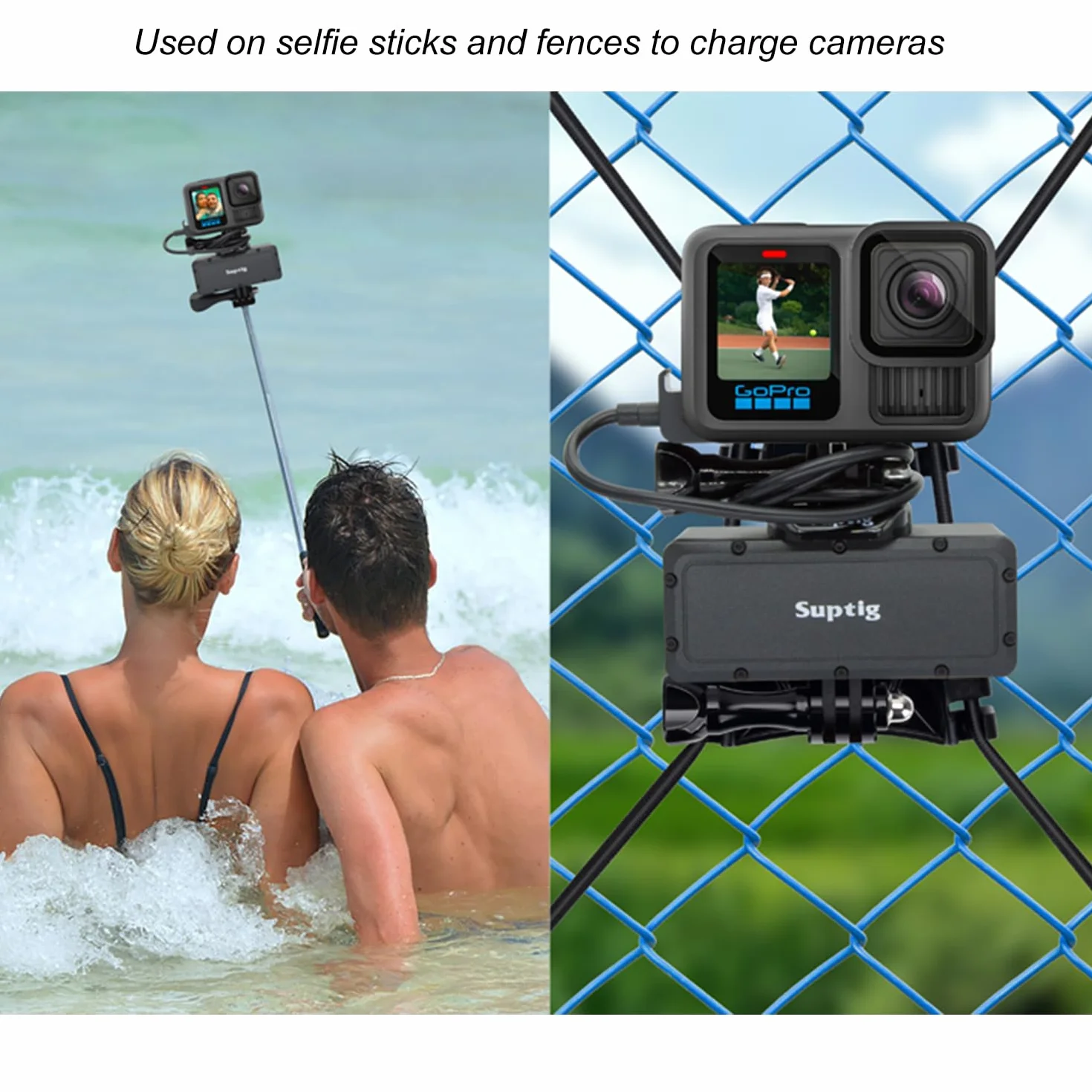 Suptig Przenośna ładowarka, zewnętrzna bateria, kompatybilna z GoPro Hero 13, Hero12, Hero11, Hero10, Hero9, 8, 7, 6, 5, 4, 3, 3+, Hero Session, DJI osmo, Insta 360