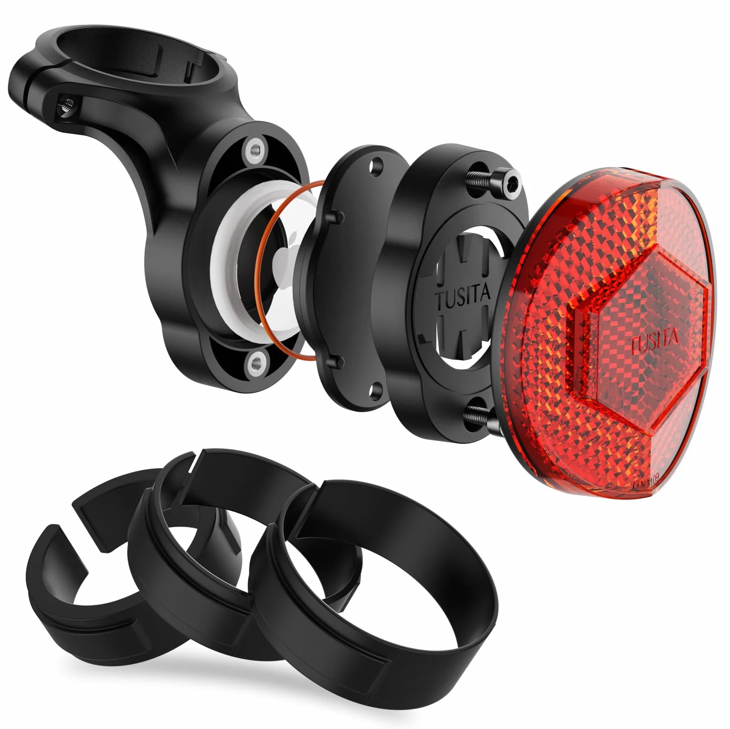 TUSITA Uchwyt Rowerowy Airtag, Ukryty Uchwyt na Sztycy Rowerową Kompatybilny z Airtags & Garmin Varia, Przeciwkradzieżowy Air tag GPS Tracker Uchwyt na Rowerowy