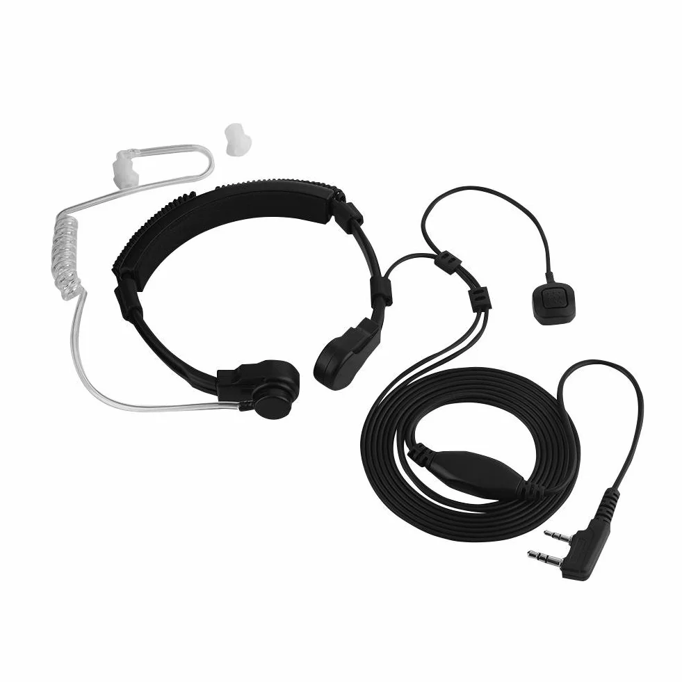 Throat Mic zestaw słuchawkowy, rura akustyczna gardło mikrofon mikrofon przewód powietrza słuchawki PTT do UV-5R BF-888S Walkie Talkie
