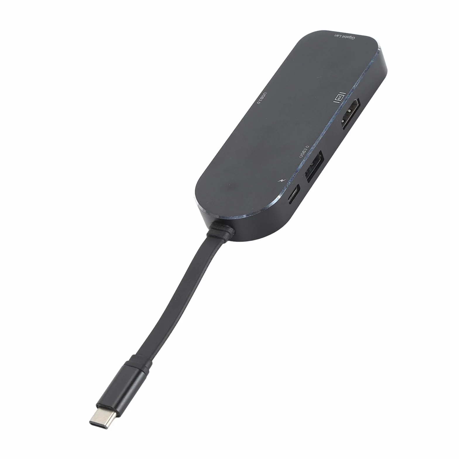 Stacja Dokująca 7 w 1 Hub ze Stopu Aluminium z Wyświetlaczem 4K HD i Złączem RJ45 do Gier Komputerowych i Użytku z Wieloma Urządzeniami (Czarny)