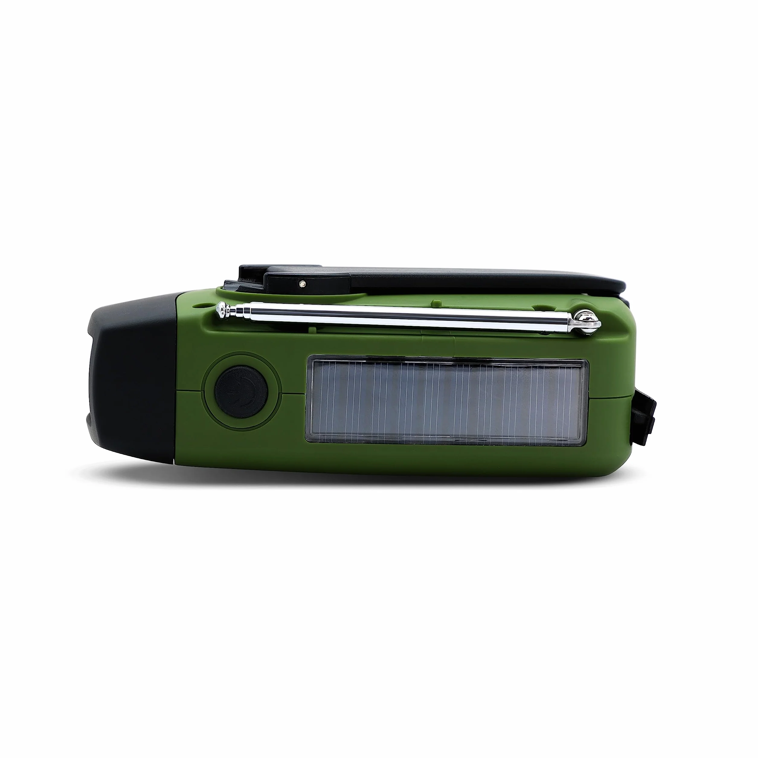 Metronic Radio FM Przenośne Solarne Ładowanie 2000mAh Dynamo - Stanowisko z przyciskiem SOS Awaryjne - Funkcja Latarki LED - Zielony i czarny - 477216