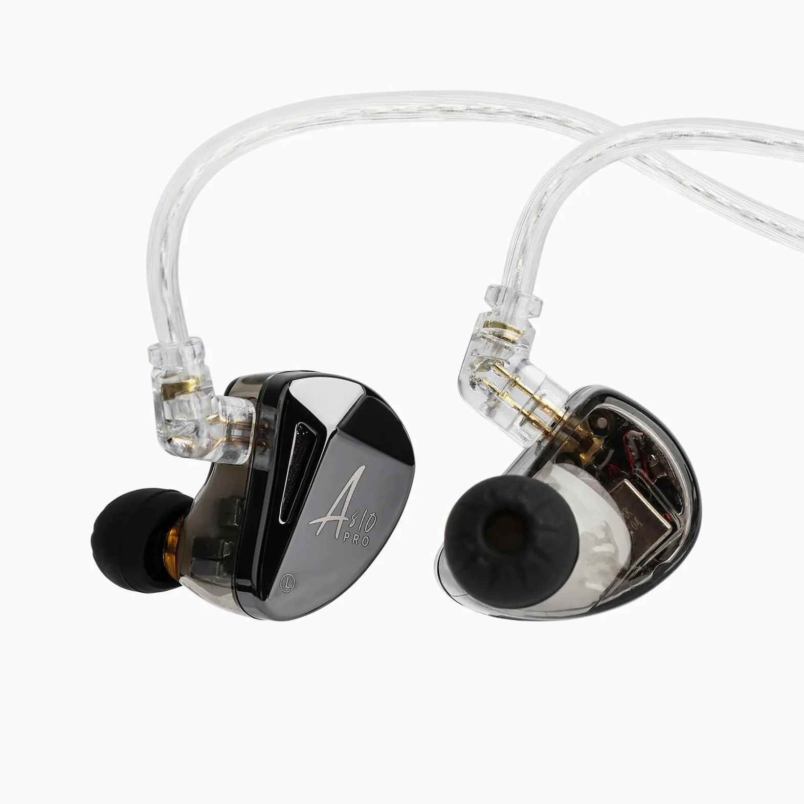 LINSOUL x KZ AS10 PRO 5BA Słuchawki przewodowe douszne, HiFi słuchawki dokanałowe z lustrzanym, wielokątnym panelem czołowym, odpinanym, zanurzonym kablem 2Pin dla audiofilów (bez mikrofonu)