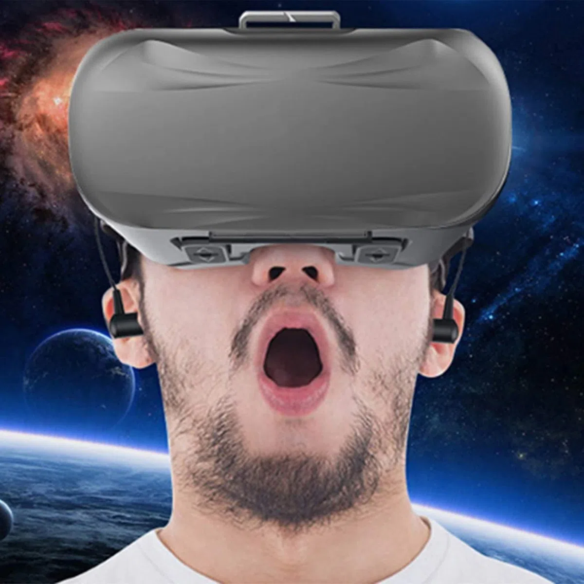 Zestaw słuchawkowy VR, zestaw słuchawkowy z wirtualnej rzeczywistości, okulary 4D VR do filmów i gier wideo - okulary wirtualnej rzeczywistości okulary VR kompatybilne z telefonami w zakresie 4,5-6,7" (kolor: B)
