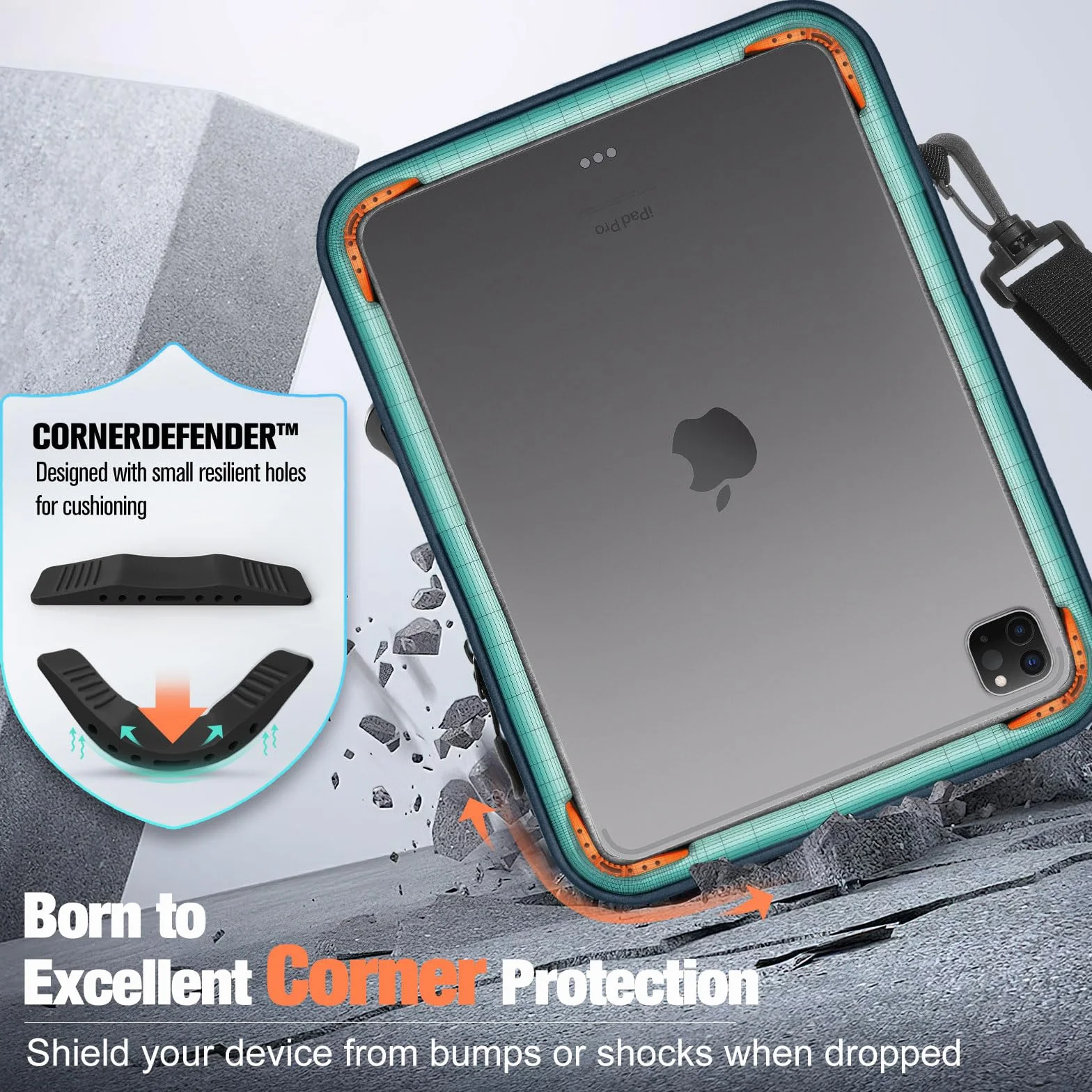 MoKo Etui na tablet kompatybilne z iPad Air 5 10,9" 2022, iPad 9/8/7. generacji 10.2, iPad Air 4 10,9, Tab S8 11", etui ochronne z paskiem na ramię, etui do tabletu 9-11"