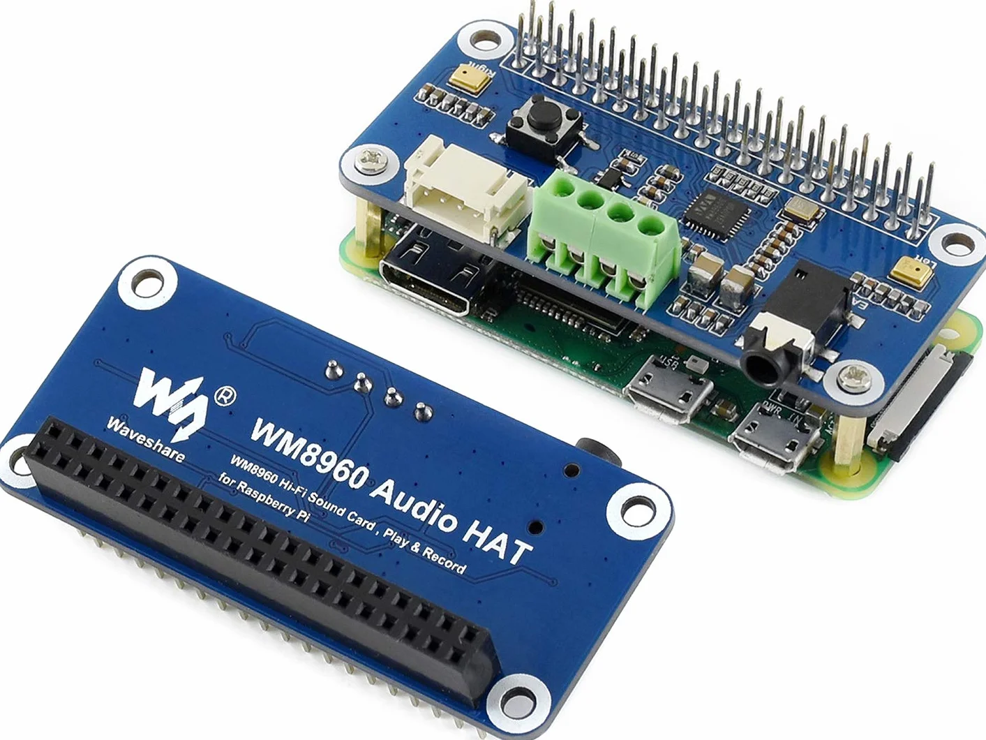 WM8960 czapka z kartą dźwiękową Hi-Fi do Raspberry Pi 5, 4B, 3B+, Zero 2W, Zero W, Zero WH