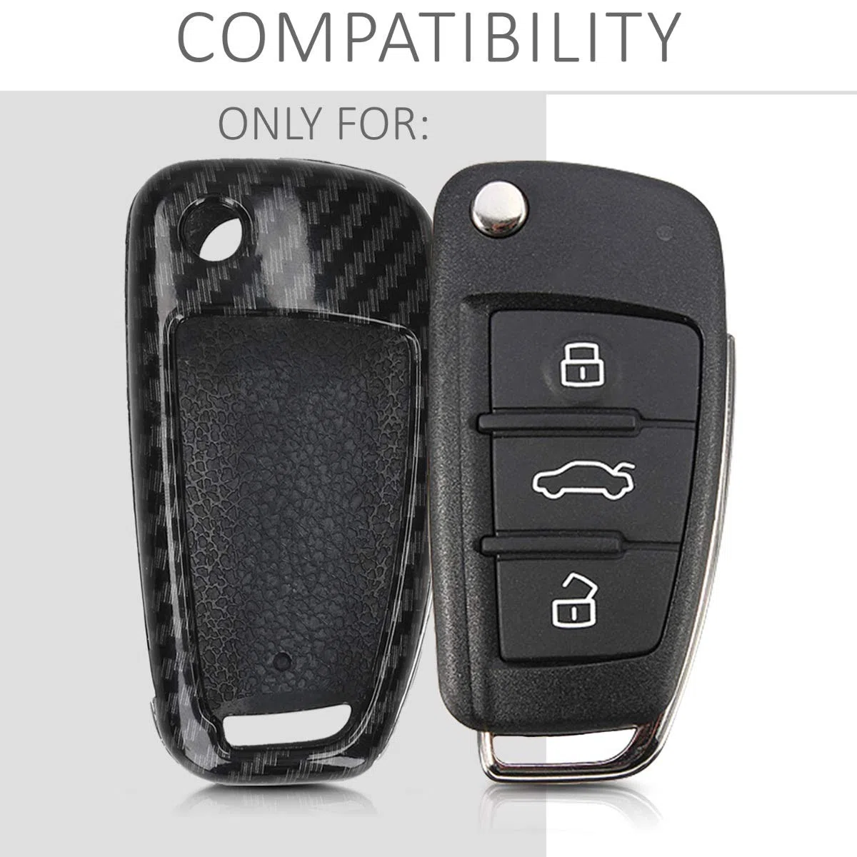 kwmobile Pokrowiec na kluczyki samochodowe kompatybilny z Audi 3 przyciskami Flip Key - twarda obudowa - czarny węglowy