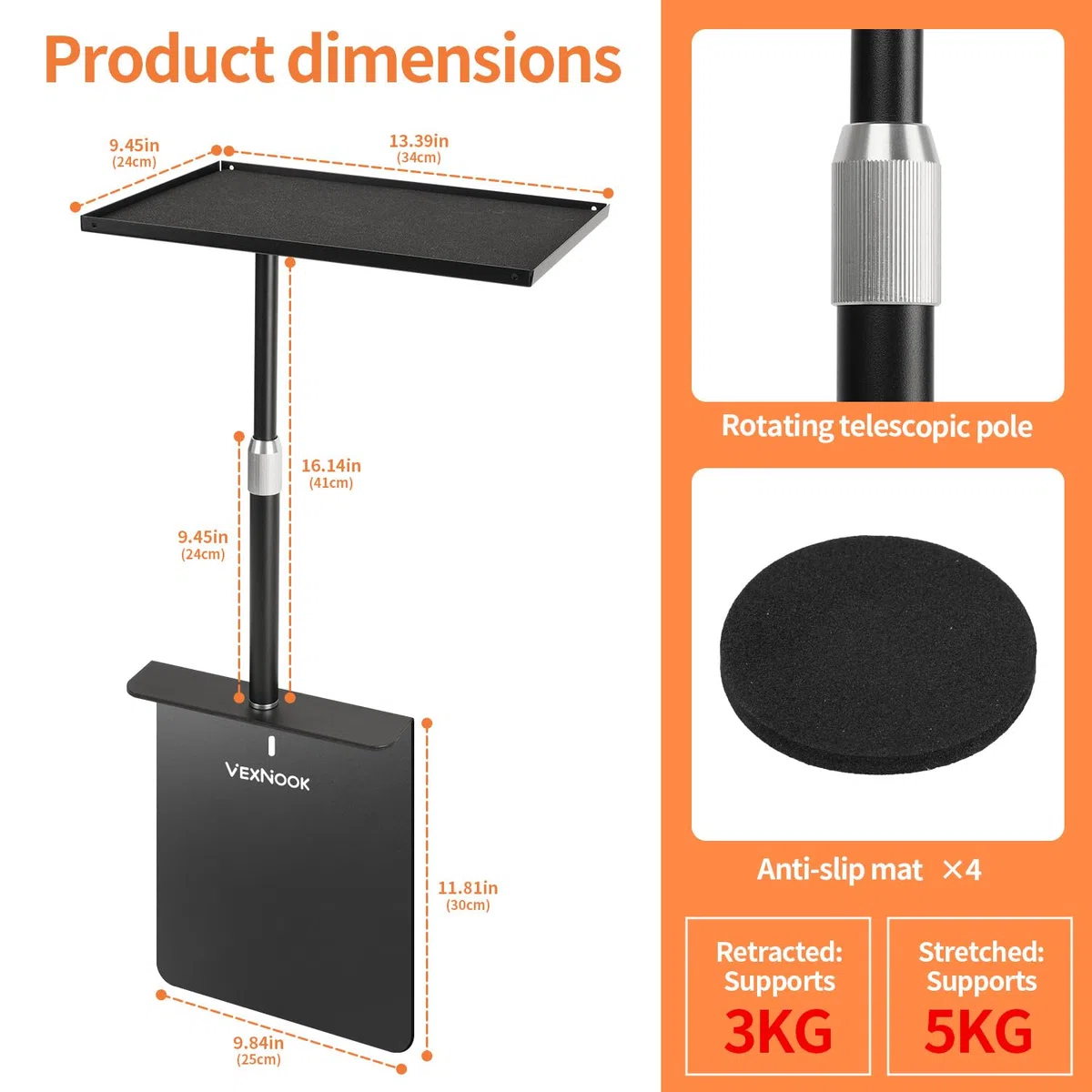 Uchwyt do projektora do łóżka i sofy z metalową misą – regulowana długość stojaka 24-41 cm, ukryty design, uchwyt na łóżko, sofę, do projektora, kompatybilność ze 100% projektorami XGIMI