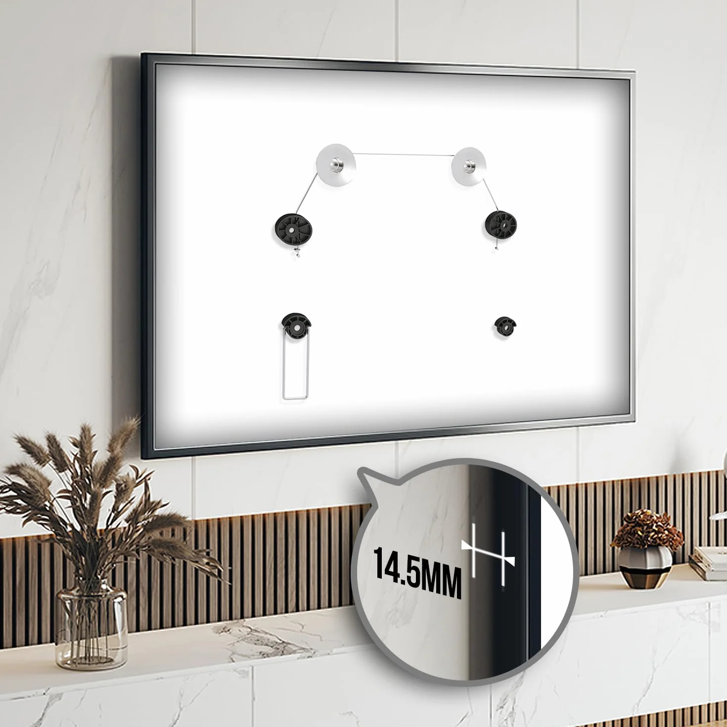 Maclean MC-557 Ultracieńki Uchwyt na Telewizor LCD LED 37-75 Cali, Profesjonalny Uchwyt Ścienny na Telewizor do 50 kg Nośności, Uchwyt TV Odległość od Ściany 14,5 mm, Wieszak TV na Ścianę