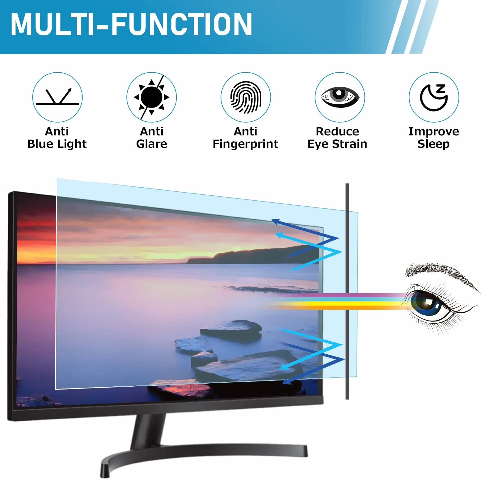SOPPY Folia ochronna na wyświetlacz z filtrem niebieskiego światła 24" do monitora, ochrona oczu