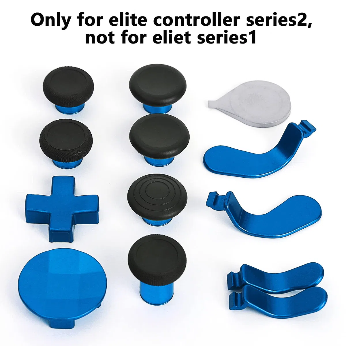 Metalowe kciuki 13 w 1 do Xbox One Elite Series 2, części do kontrolera Xbox One Elite 2, zamienne akcesoria do gier, metalowy Mod 6, joysticki, 4 łopatki, 2 podkładki D, 1 narzędzie (niebieskie) (kup od Marspell)