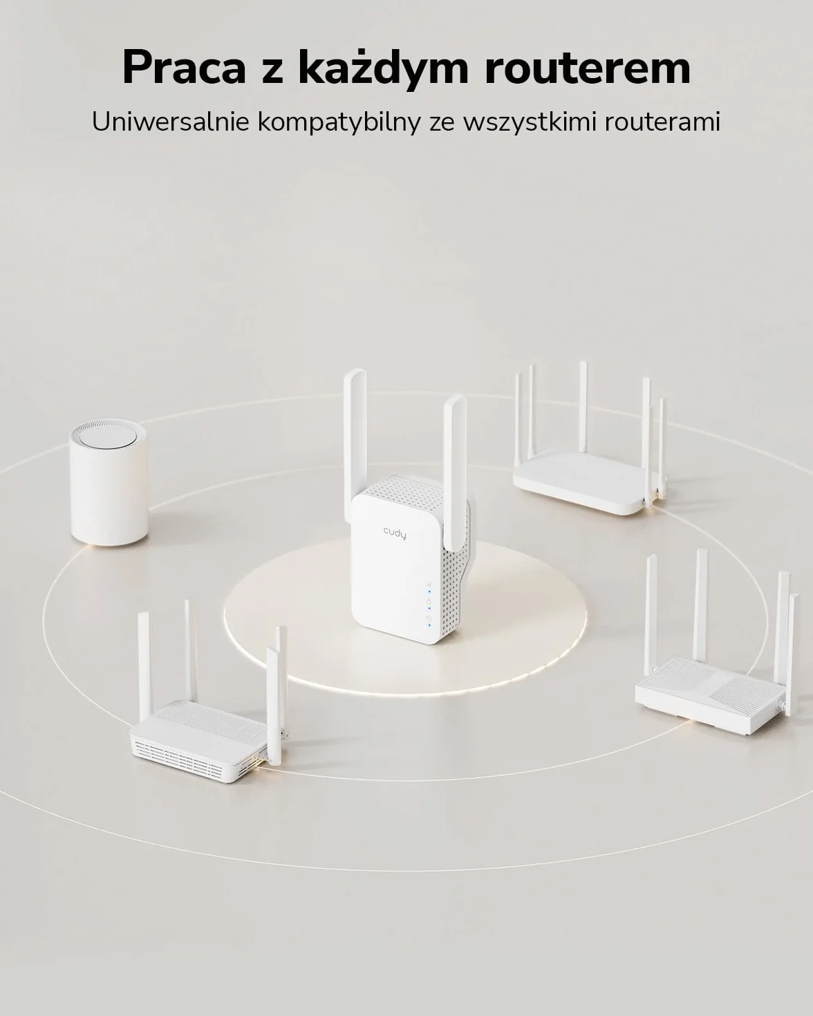 Cudy AC1200 Mesh - Wzmacniacz WiFi Mesh1200Mbps 5GHz/2,4GHz, Wzmacniacz WiFi Extender z wtyczką, wskaźnik sygnału, anteny wewnętrzne, biały RE1200