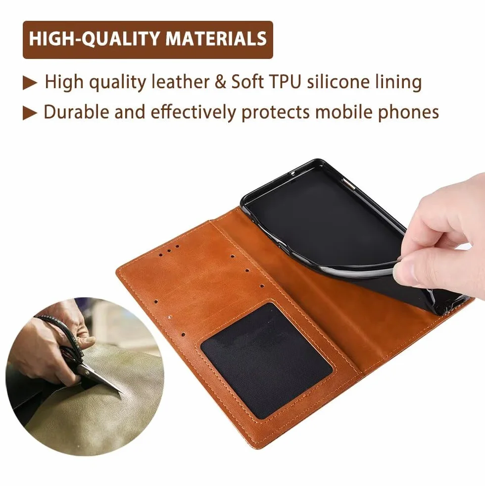 EASSGU Etui na telefon komórkowy do Motorola Moto G35 5G (6,72" cala), z klapką i poliuretanem, skóra poliuretanowa, z przełącznikiem magnetycznym, etui ochronne, [3 przegródki na karty] [1