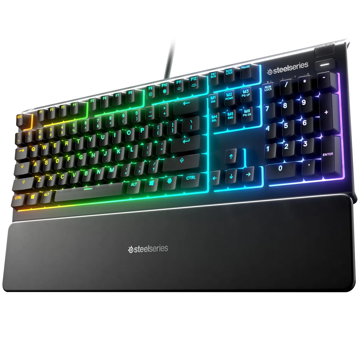 SteelSeries Apex 3 Gamingowa klawiatura RGB - 10 stref podświetlenia RGB - Ochrona przed wodą IP32 - Magnetyczna podkładka pod nadgarstki - UK QWERTY układ